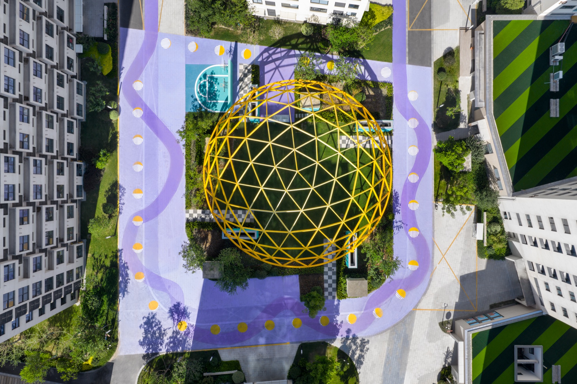 Ballistic Architecture Machine merges geodesic dome and basalt ring in Shanghai landscape