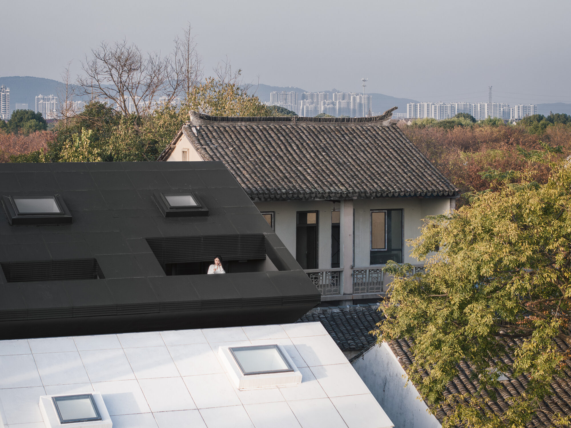 Black-clad additions meet white originals in Wutopia Lab's Heart Fields bookstore near Suzhou