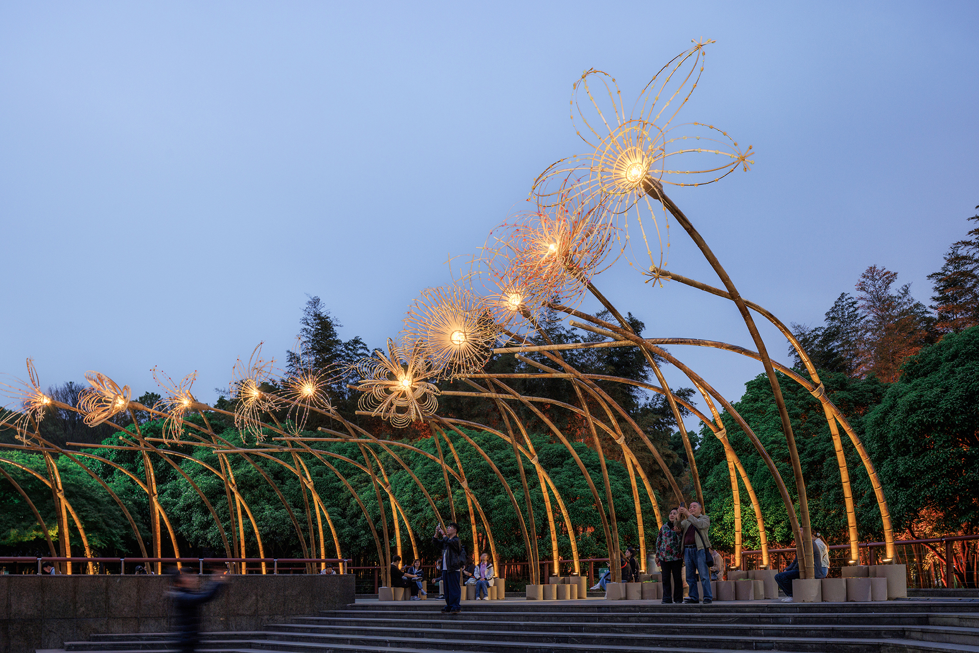Bent by Spring bamboo canopy by HCCH Studio at Gucheng Park in Shanghai