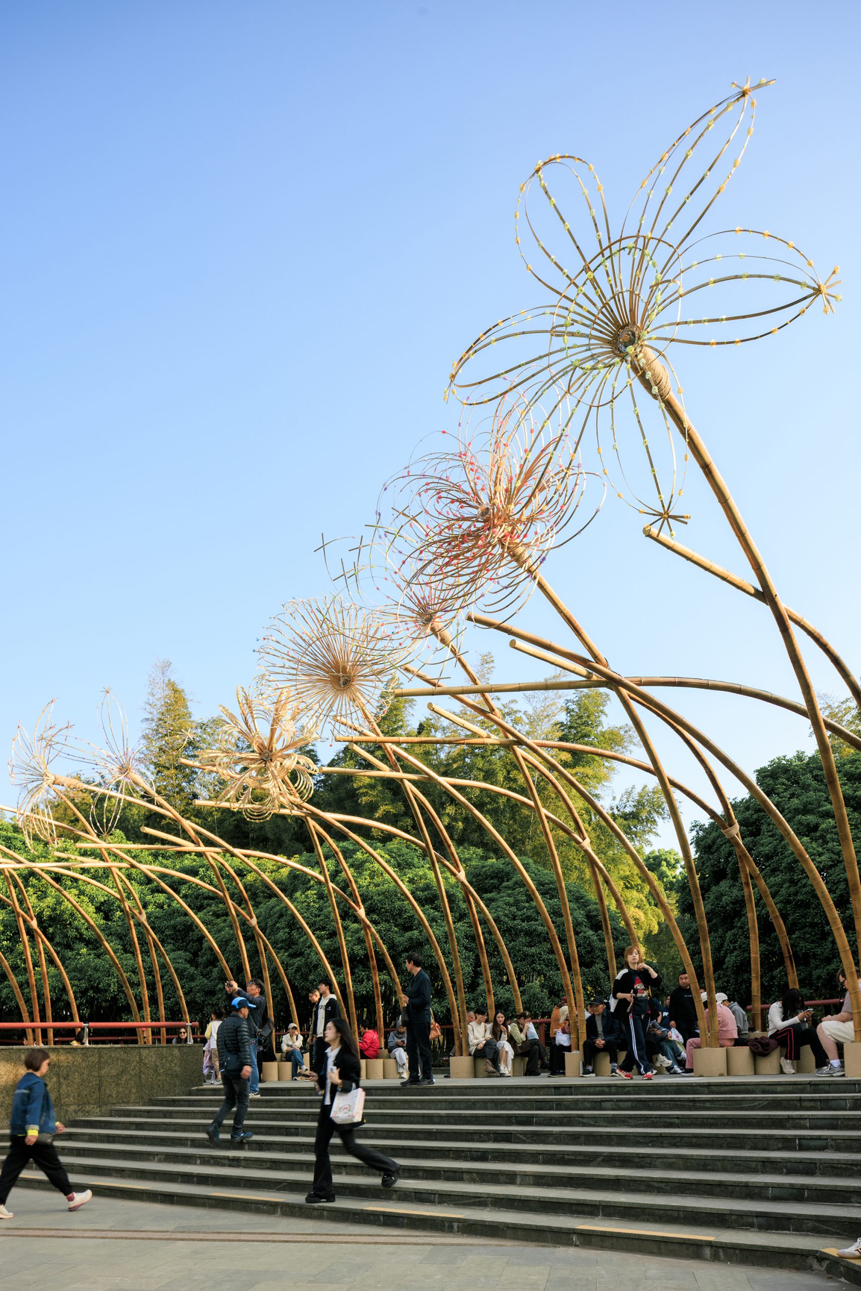 Overall view of Bent by Spring bamboo canopy by HCCH Studio