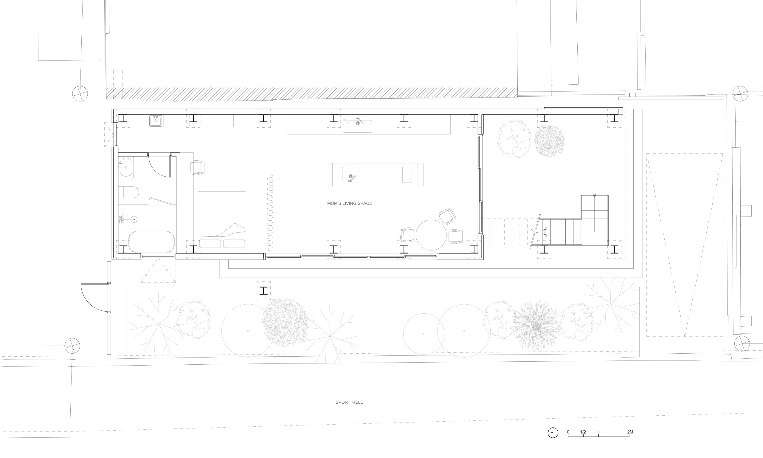 Ground floor plan of MOM House by Supra-Simplicities