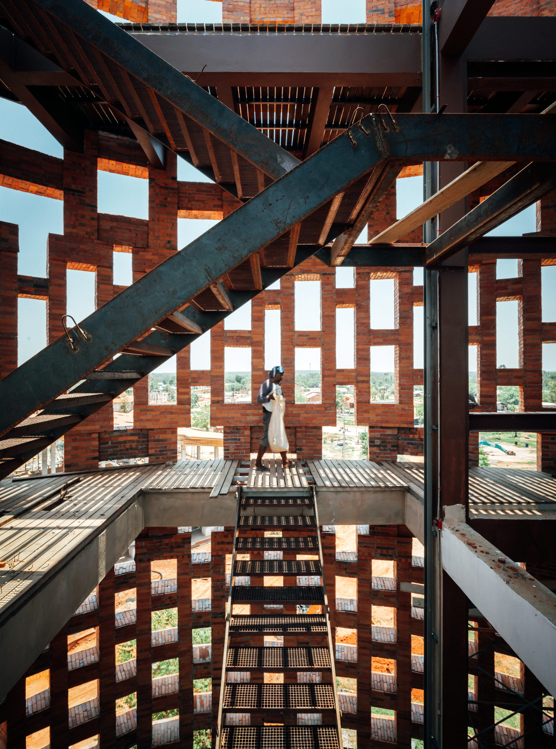 Brick facade of Elephant World observation tower