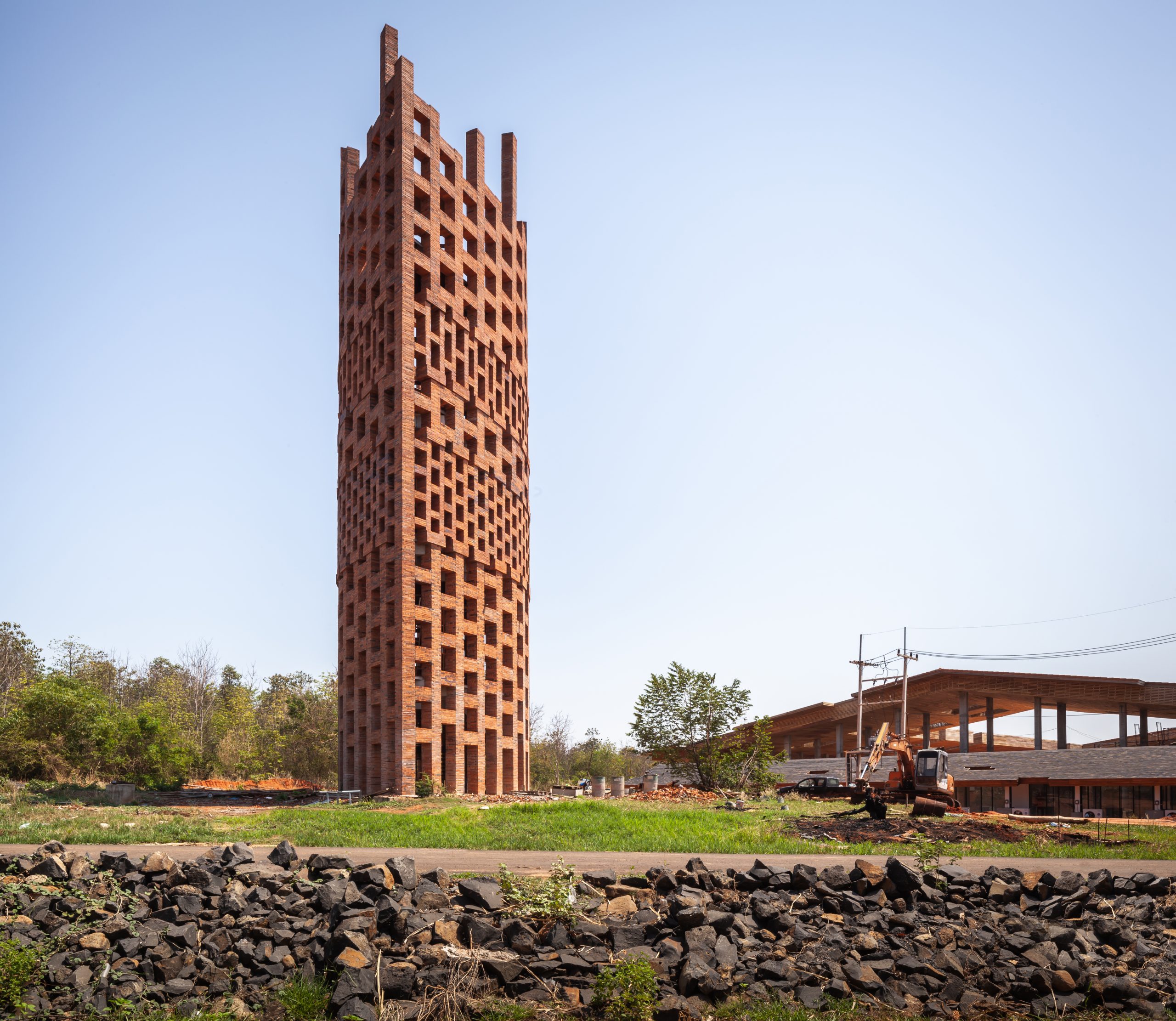 Steel mesh staircase inside Brick Observation Tower