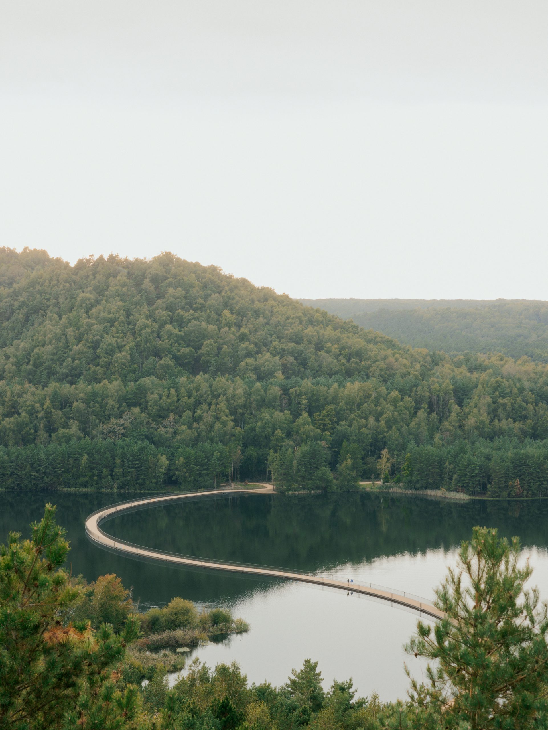 Floating bridge and post-industrial landscape at Terhills Belgium