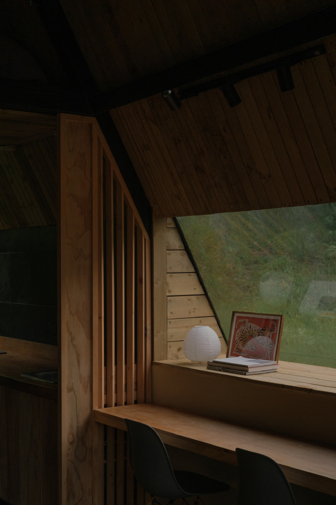 Interior shelter space within the Water Stories ecological restoration project