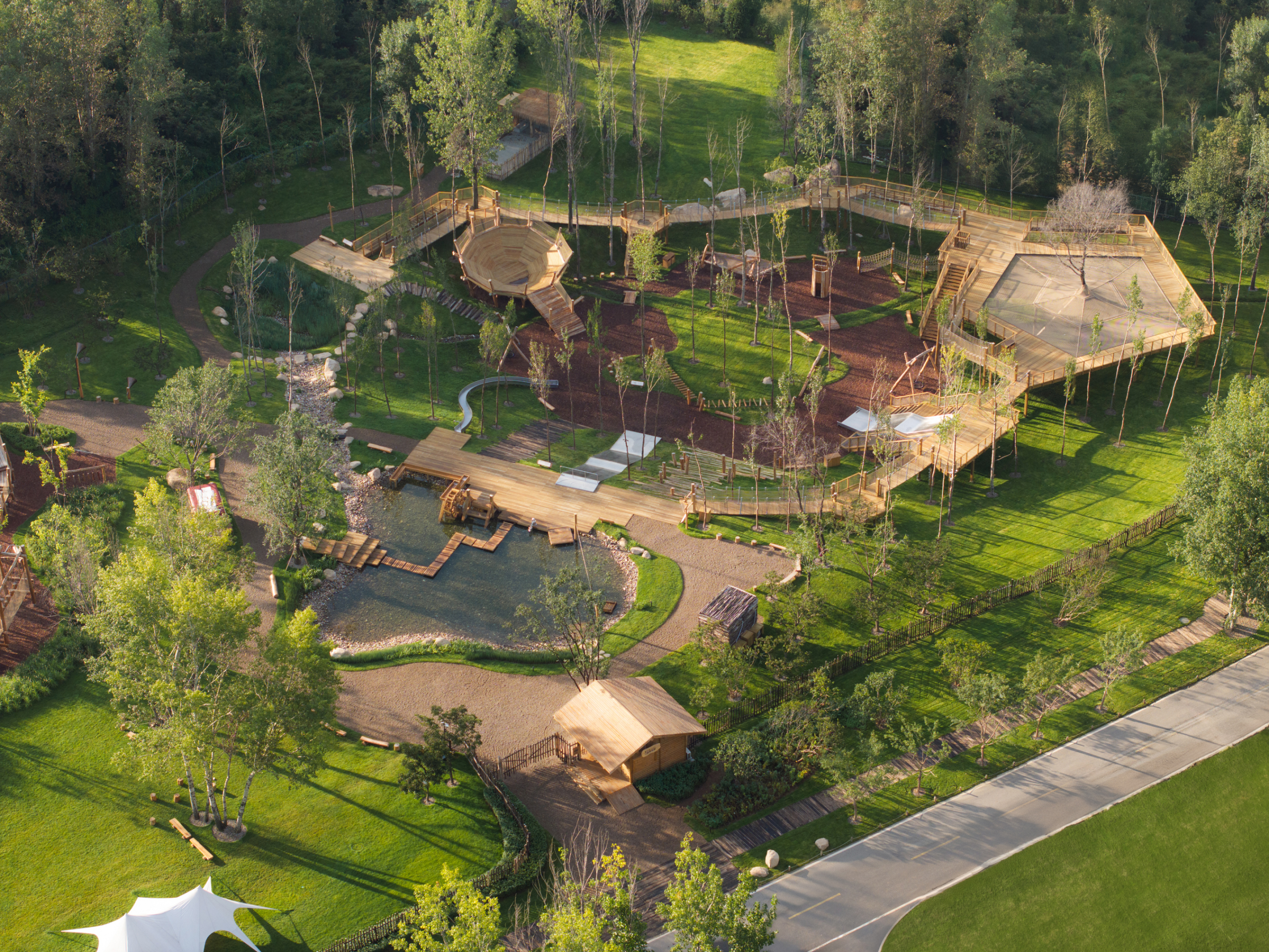 Aerial view of Forest Delight children’s camp by XISUI Design