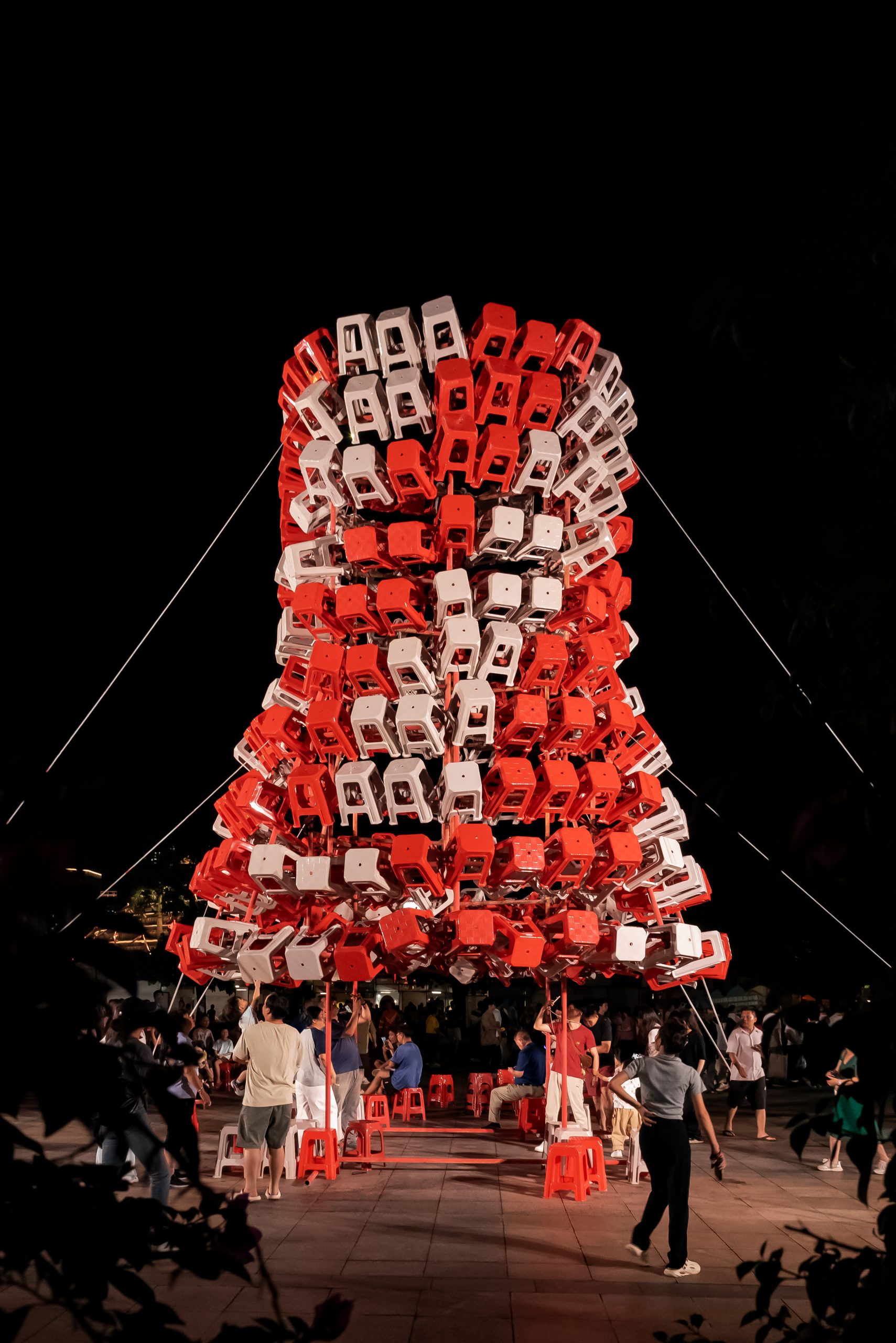 Stool Tower illuminated at night during Foshan Cultural and Creative Week