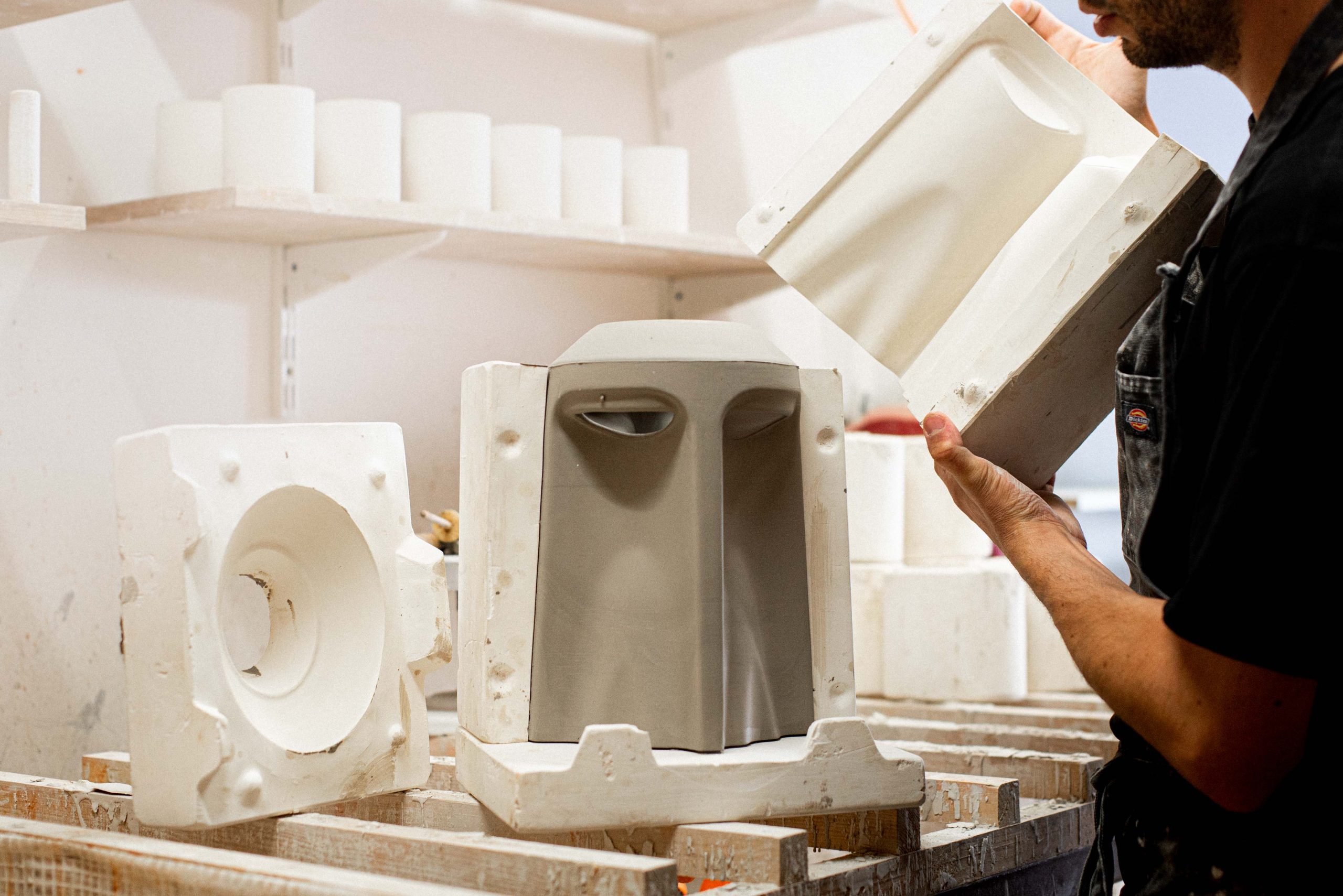 Making the Temple faience table lamp at Bouti Studio
