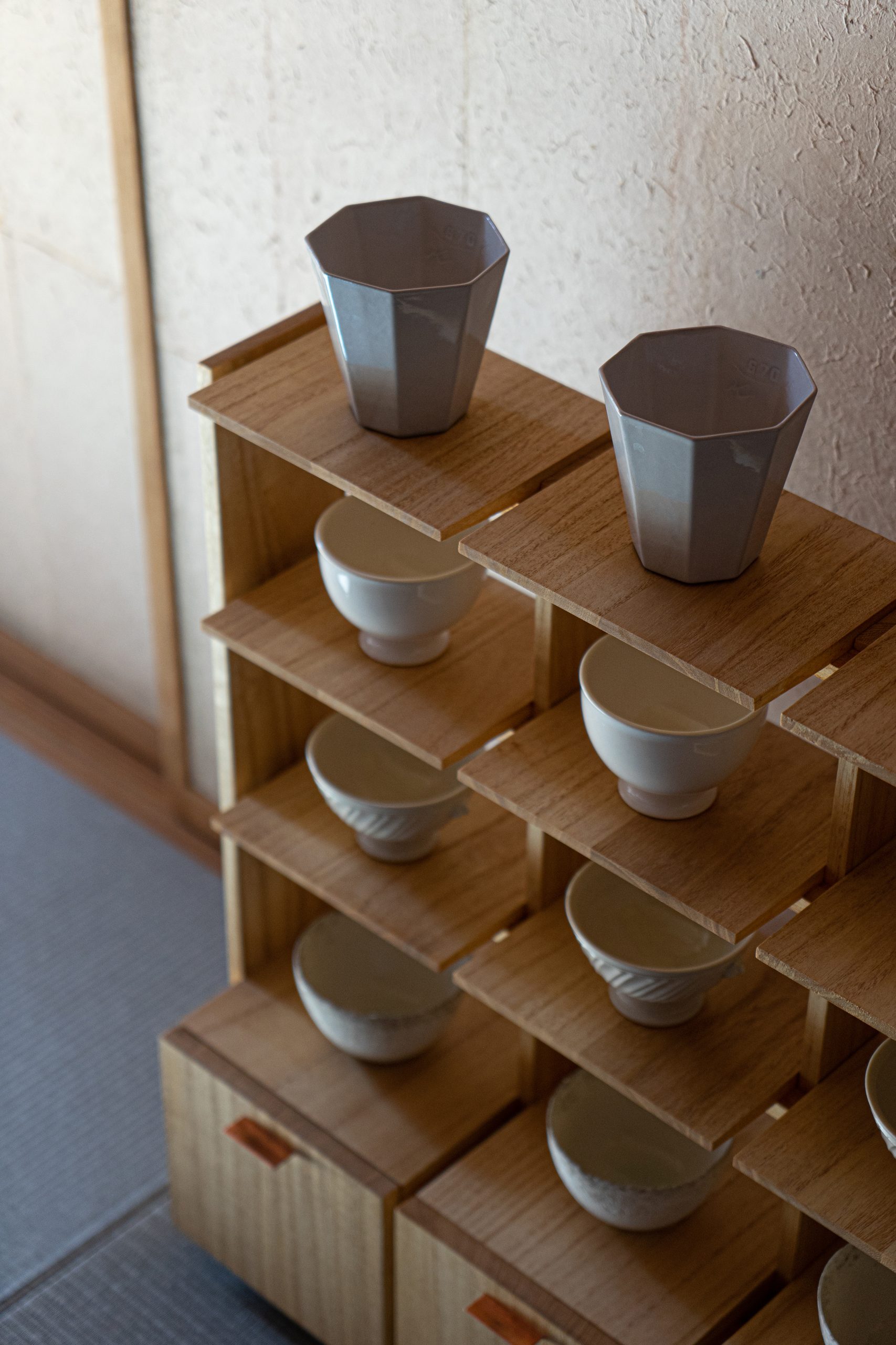 TAKIZME Tea Salon interior and tea-ware shelving