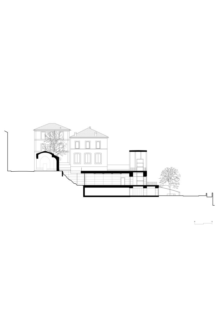 Section of the Biot Municipal Building Extension by Atelier EGR.
