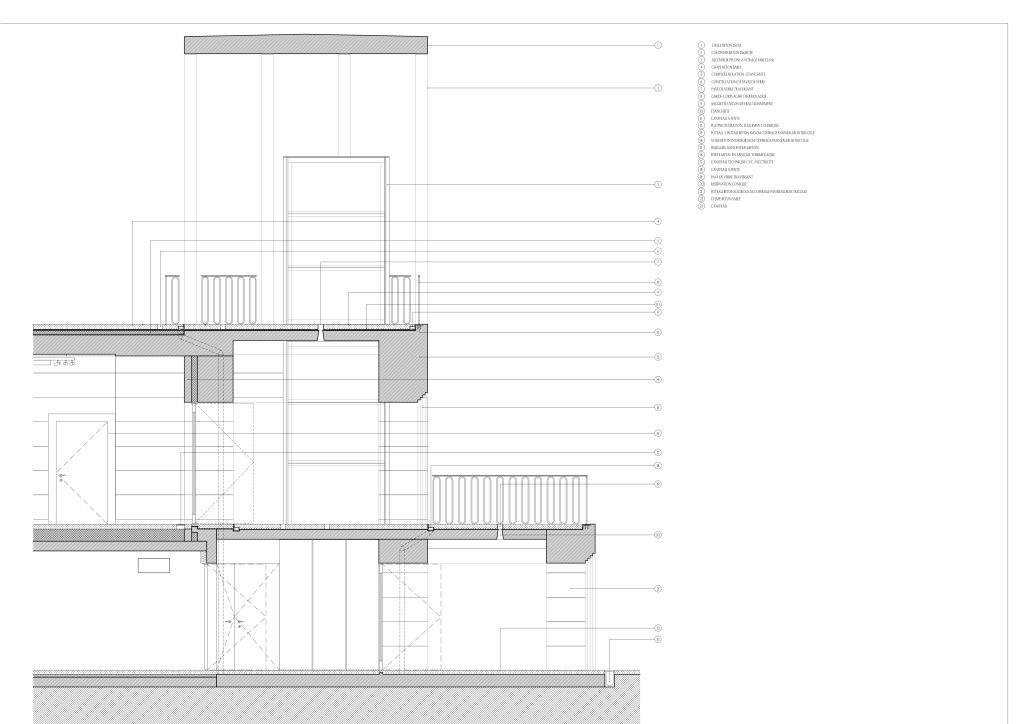 Architectural detail of the Biot Municipal Building Extension by Atelier EGR.