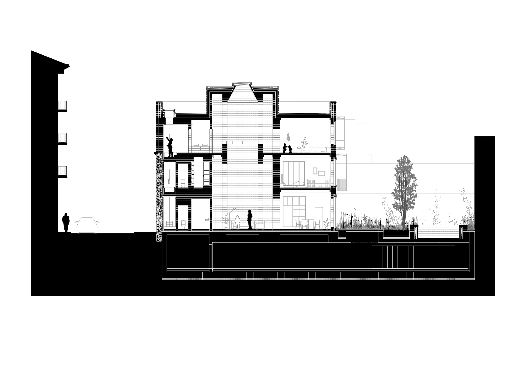 Section drawing of House 1736 by HARQUITECTES