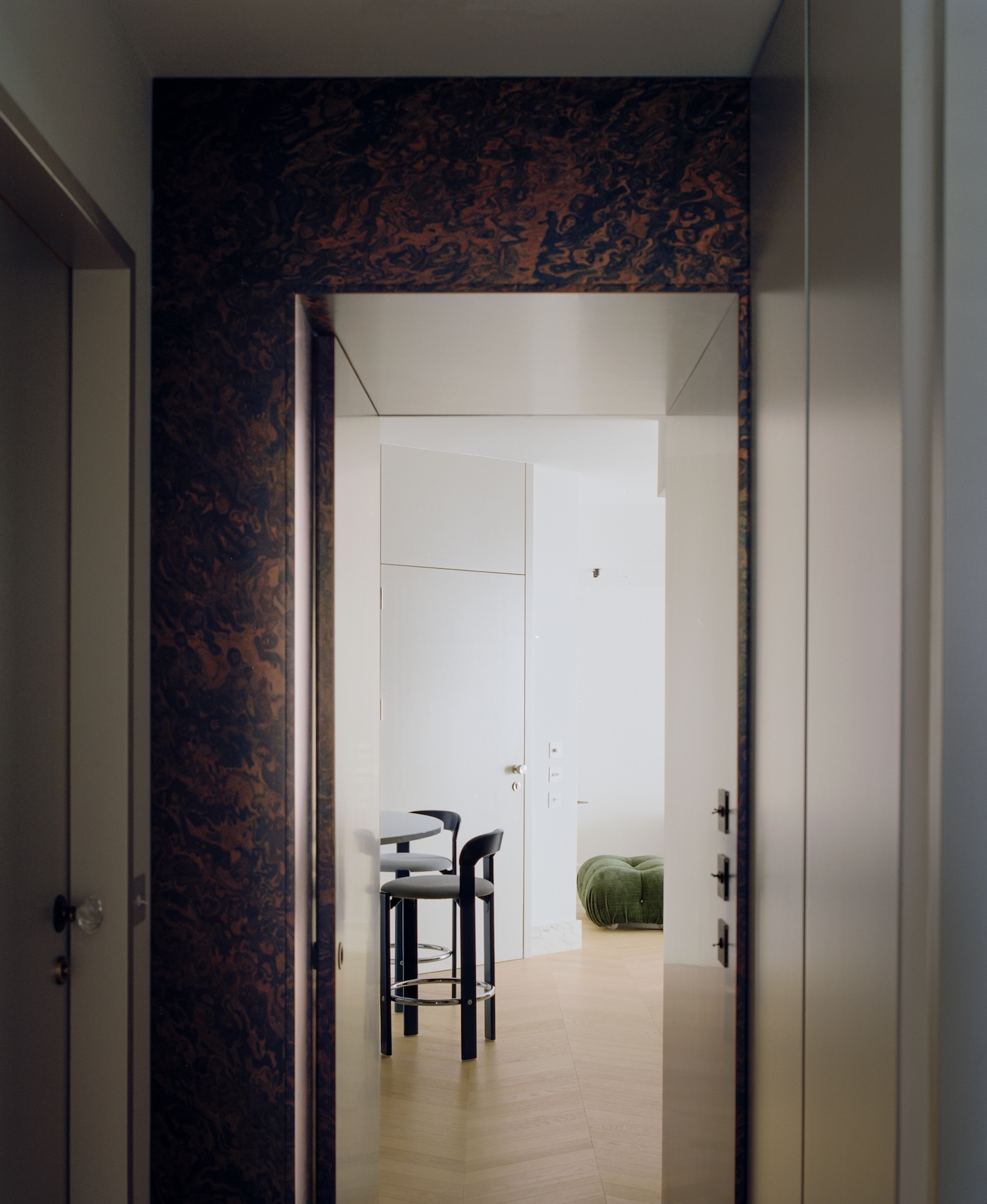 Kitchen and dining space in the renovated Nicosia apartment