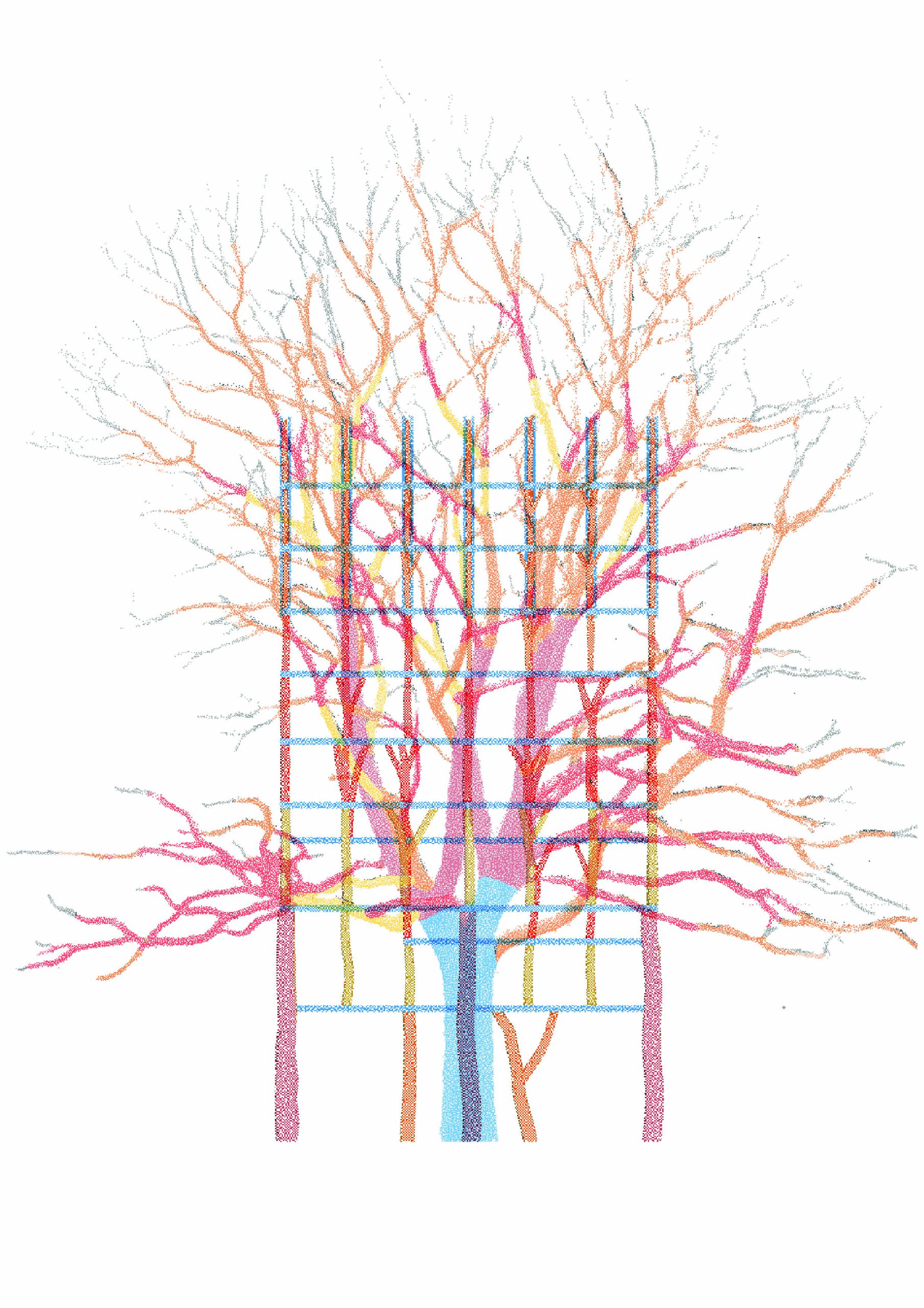 Speculative Re-Jig pavilion made from the timber of a single tree