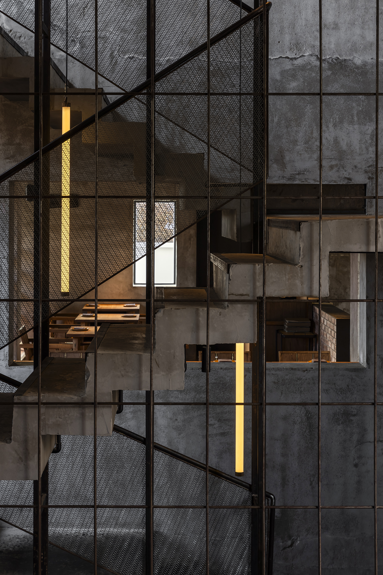 Existing staircase and openings preserved within the renovation