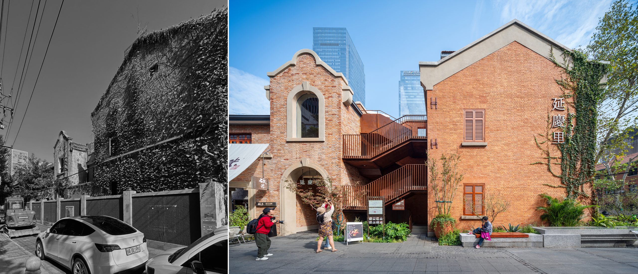 The restored corner entrance addresses Shengli Street in Wuhan