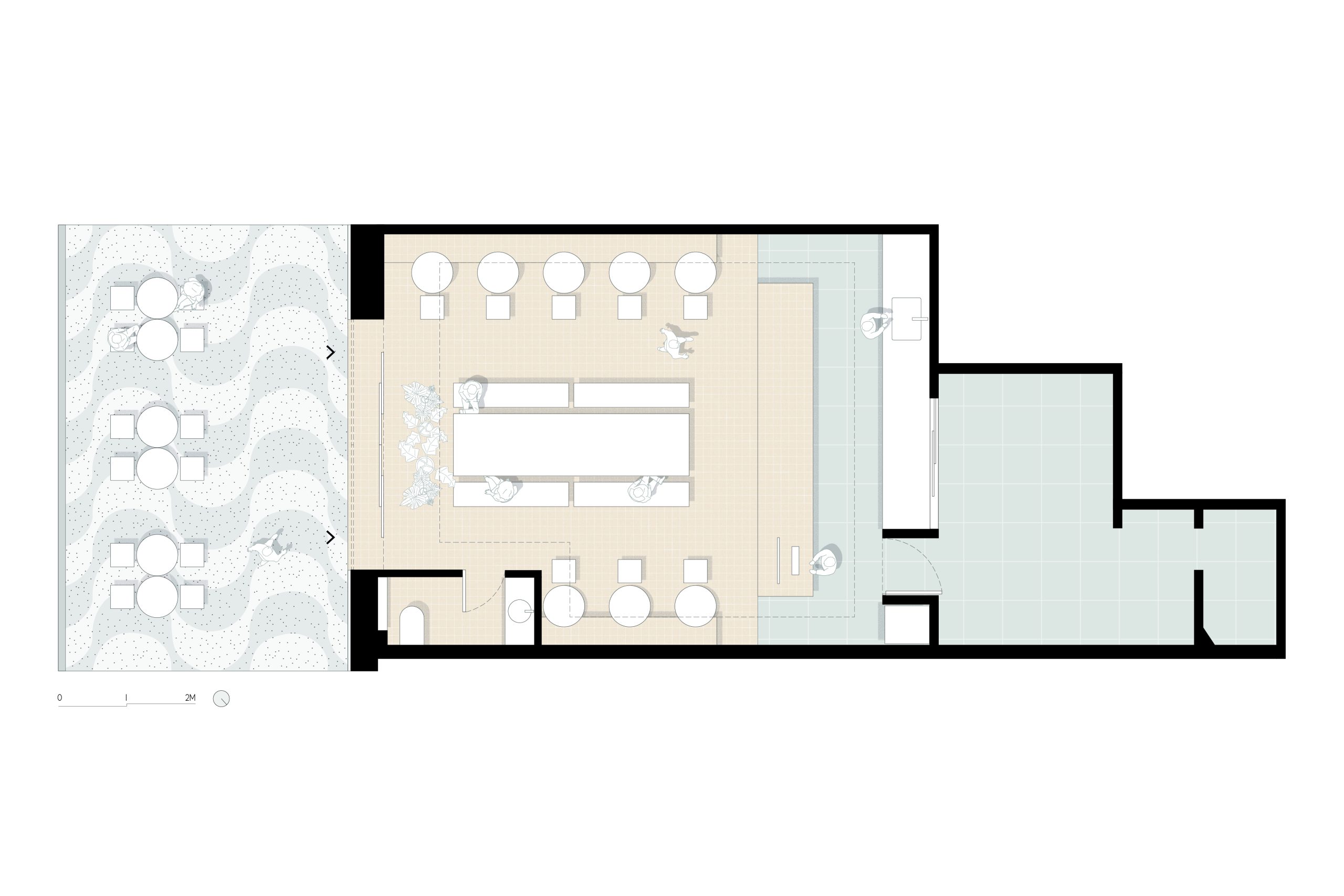 Floor plan of Banca Padre Pio restaurant