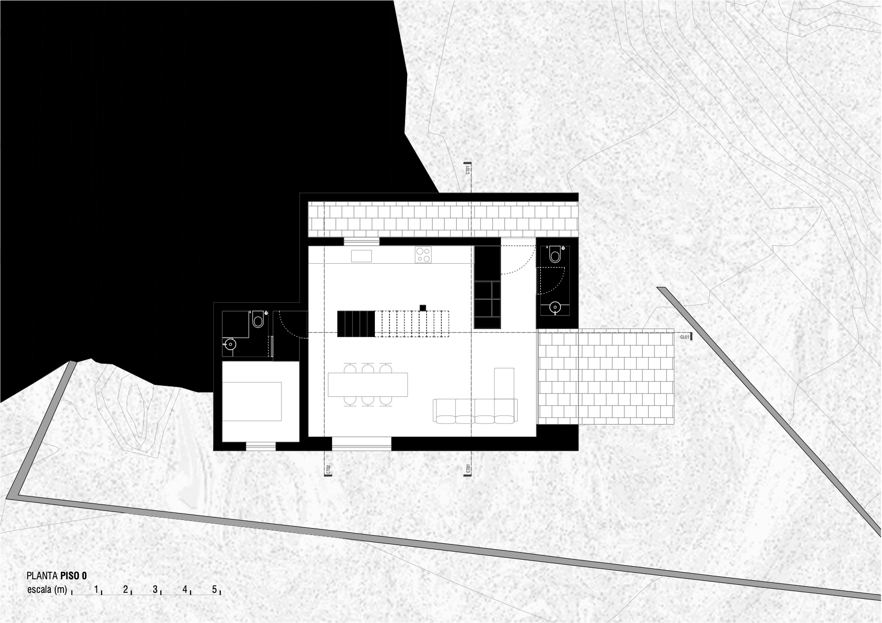Ground-floor plan of Casa Âncora by Tiago Sousa Arquitecto