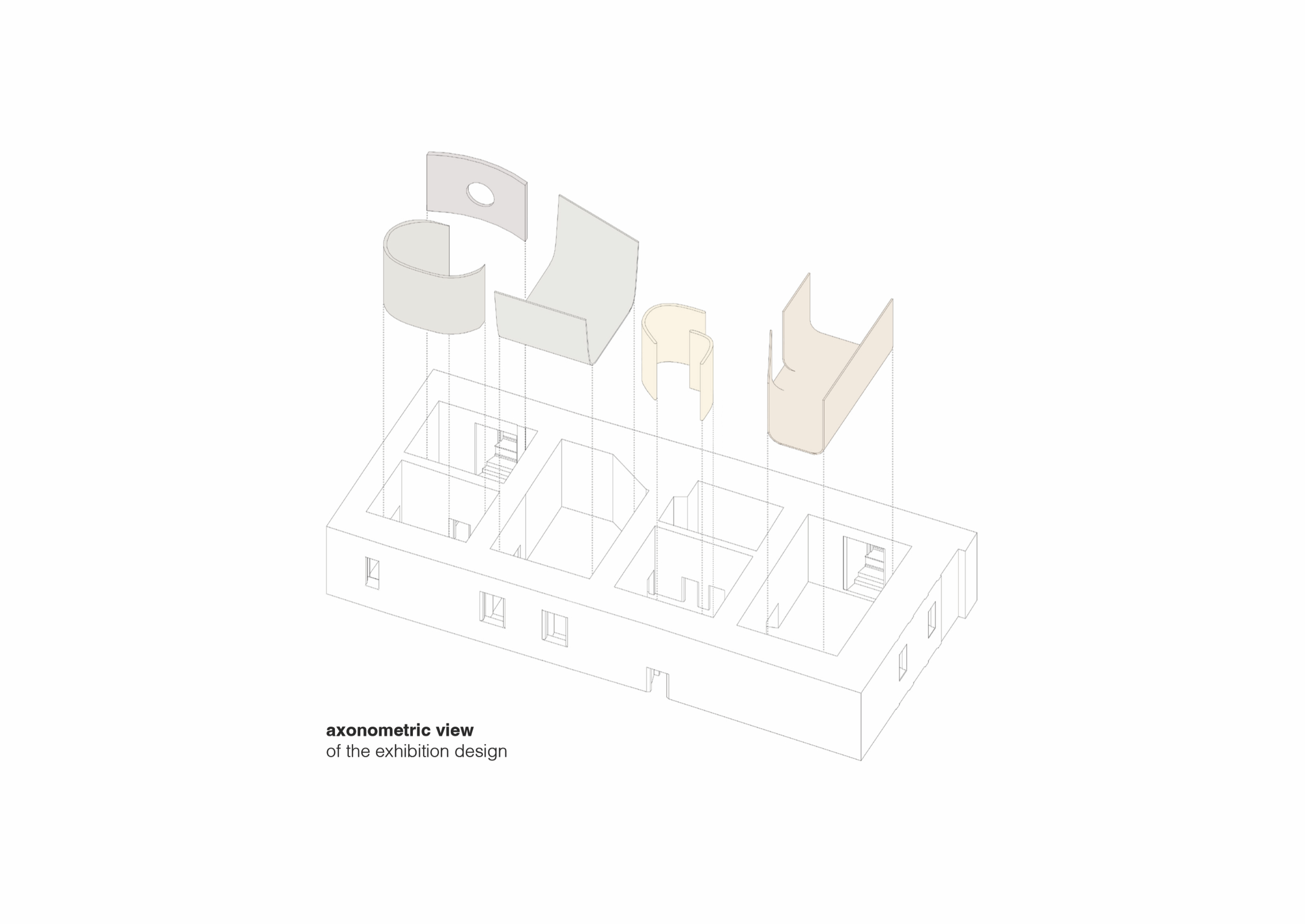 Axonometric drawing of NArchitekTURA's exhibition intervention
