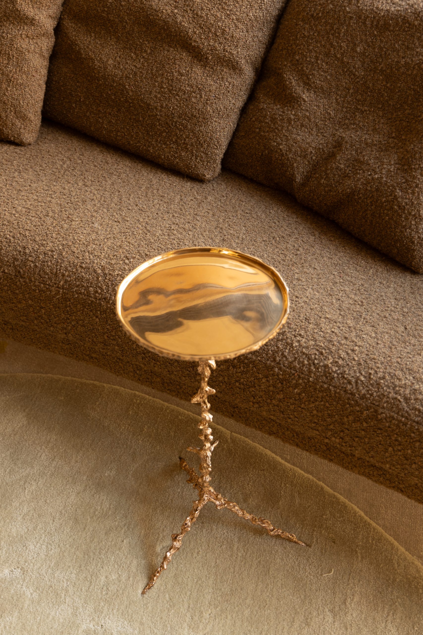 Detail of the sculpted marble basin at MAS House