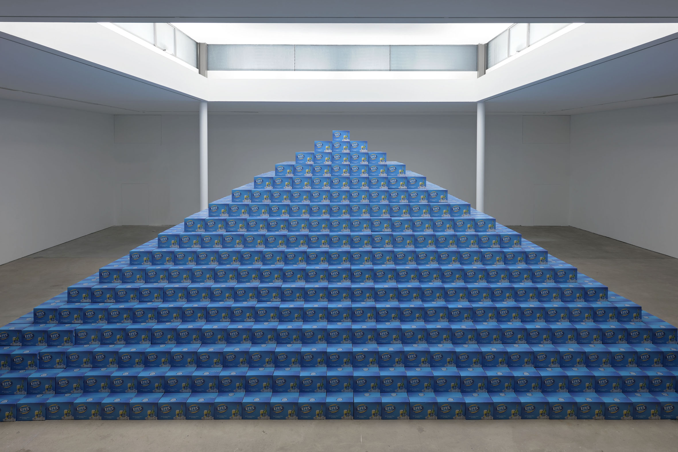 The intact pyramid beneath the gallery’s overhead light.