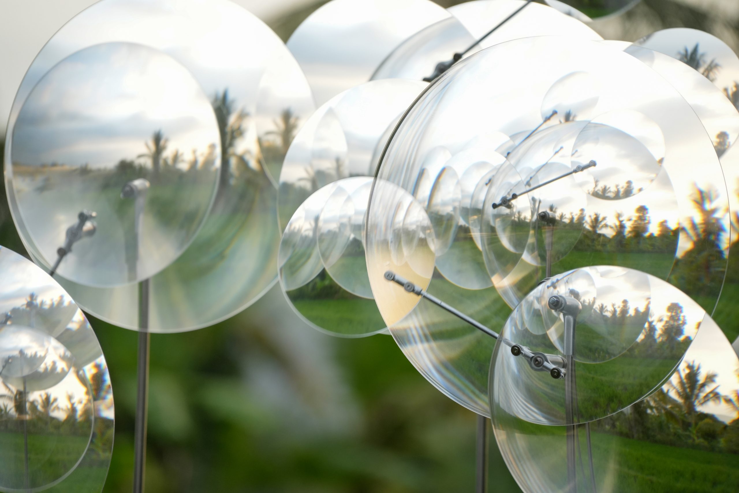 Close views reveal the grooved surfaces and overlapping circles of the lenses.