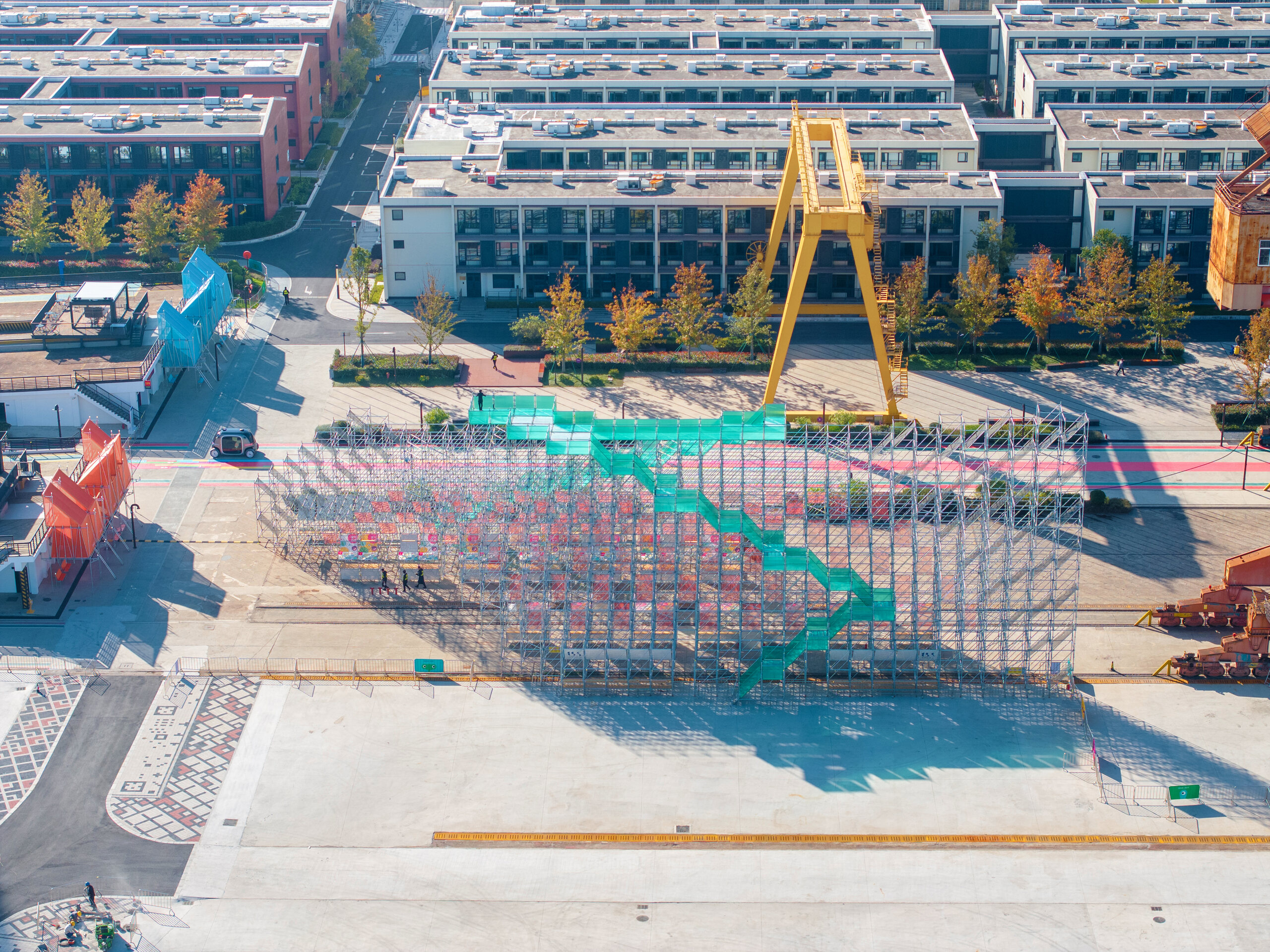 Aerial view of Mount Bazaar on Fuxing Island in Shanghai