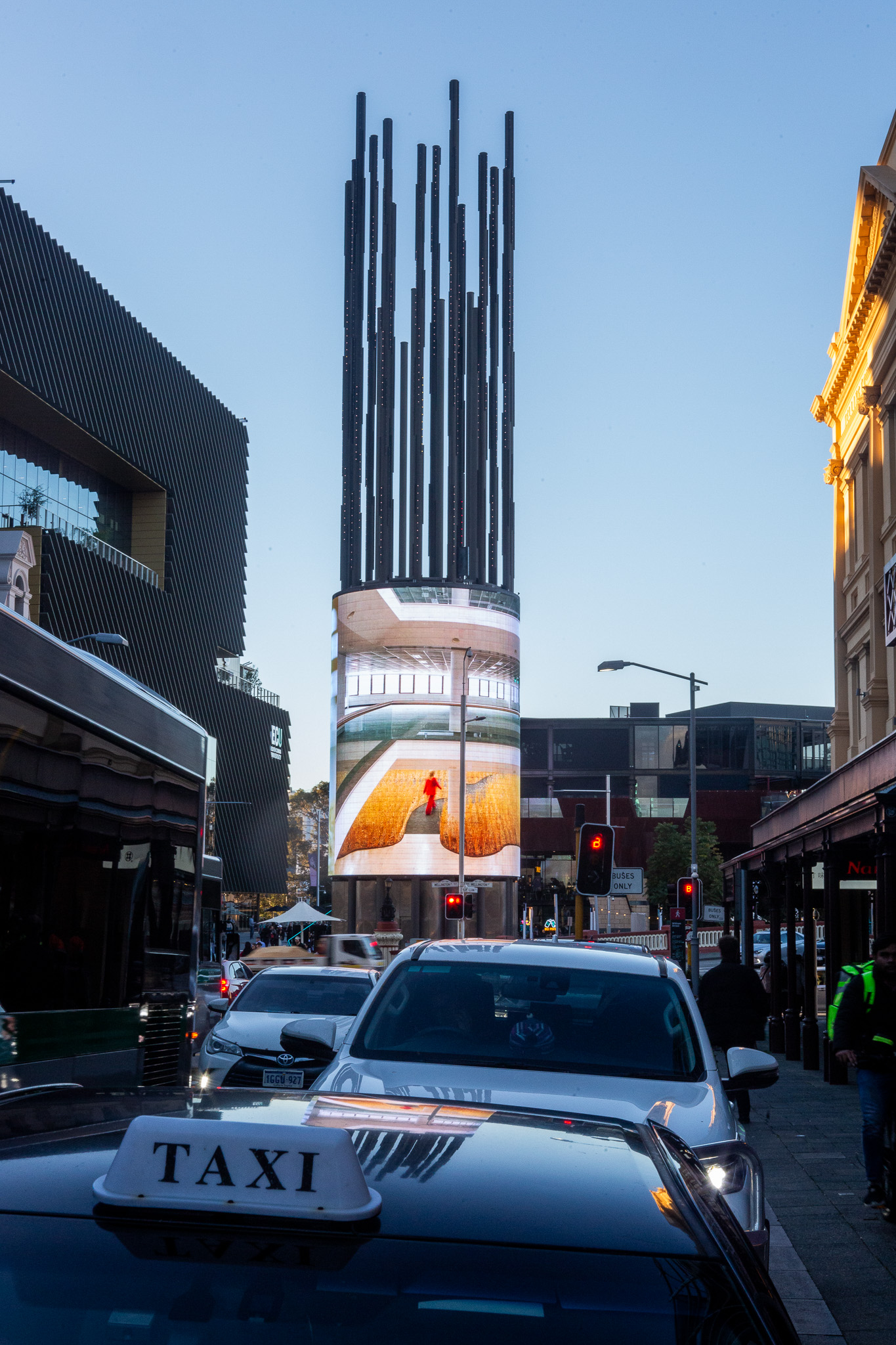 WHAC's wheat field artwork shown on the Yagan Square screen in Perth