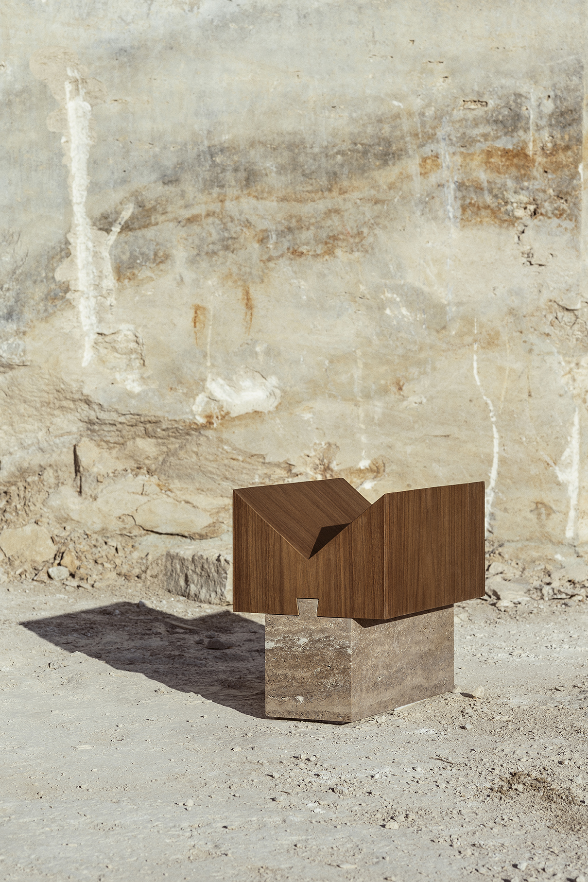 Ori travertine magazine rack