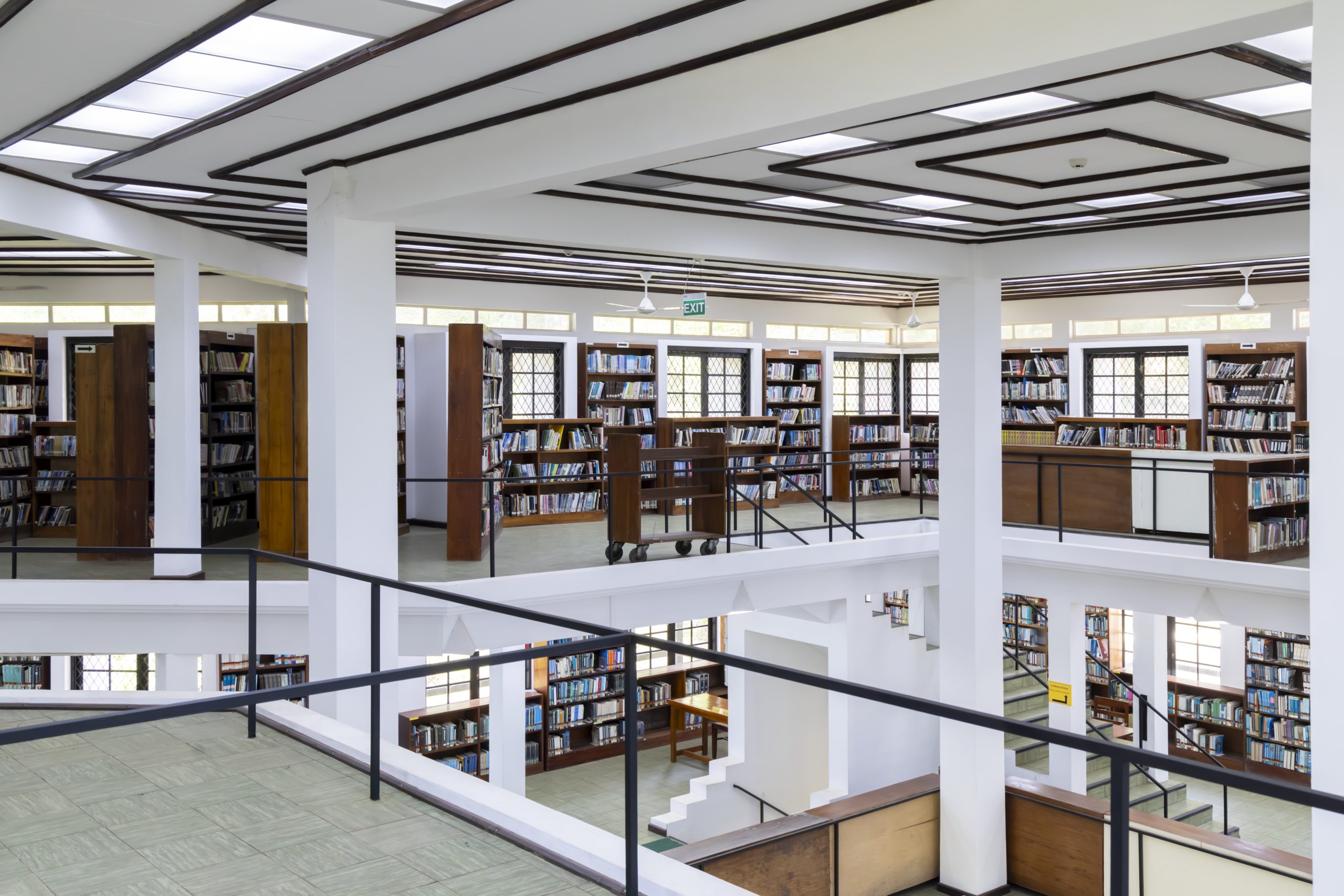 University of Ruhuna library interior seen from the upper level