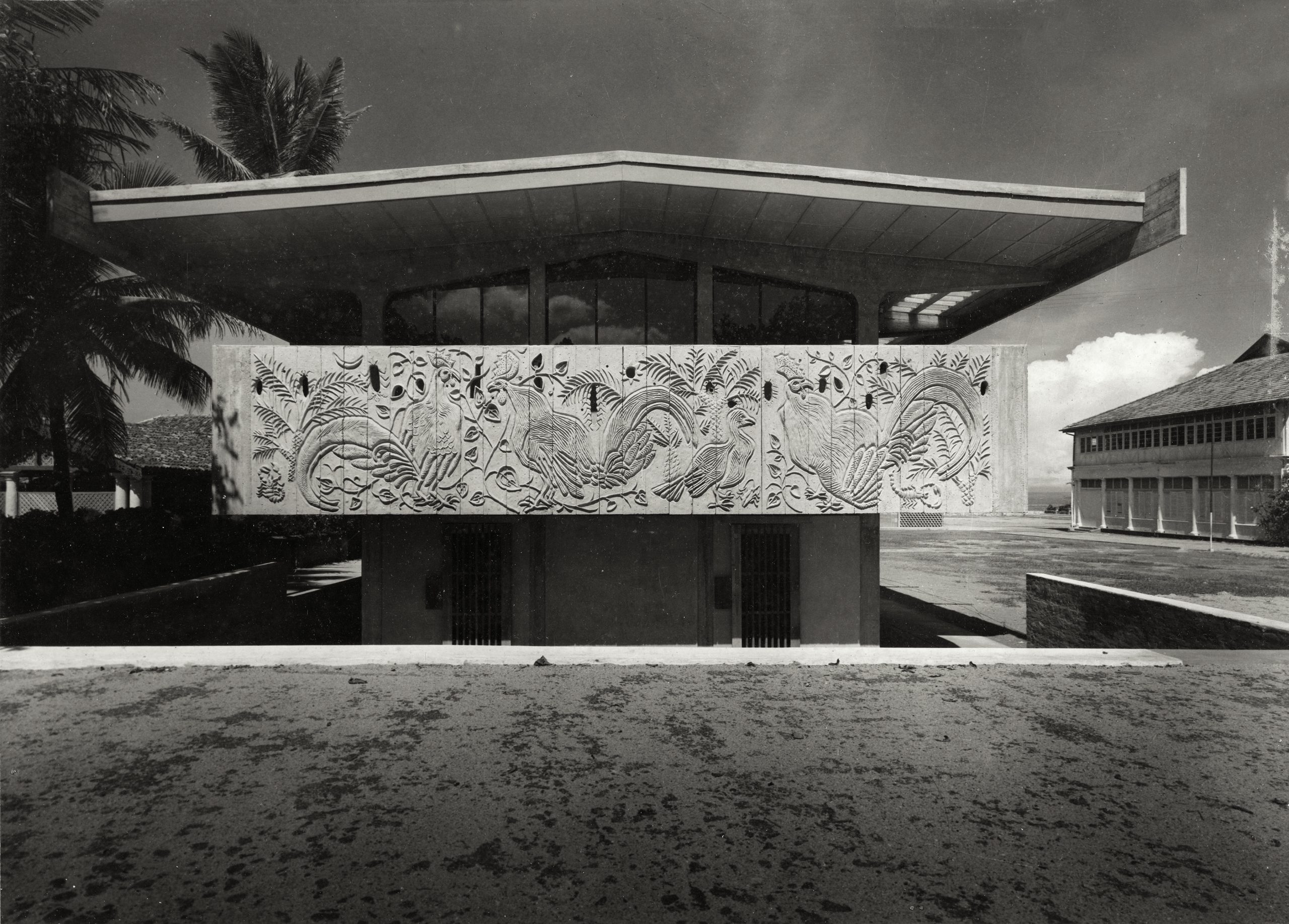 Exterior of St Thomas’ Preparatory School with bas-reliefs by Anil Gamini Jayasuriya