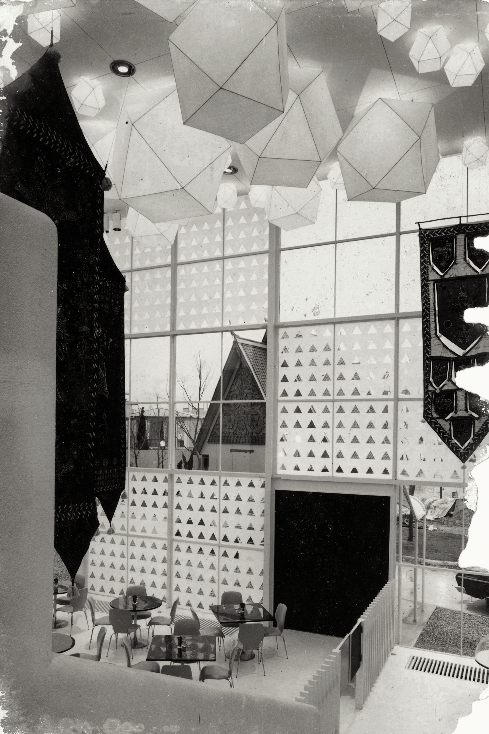 Interior of the Ceylon Pavilion tearoom at Expo 70