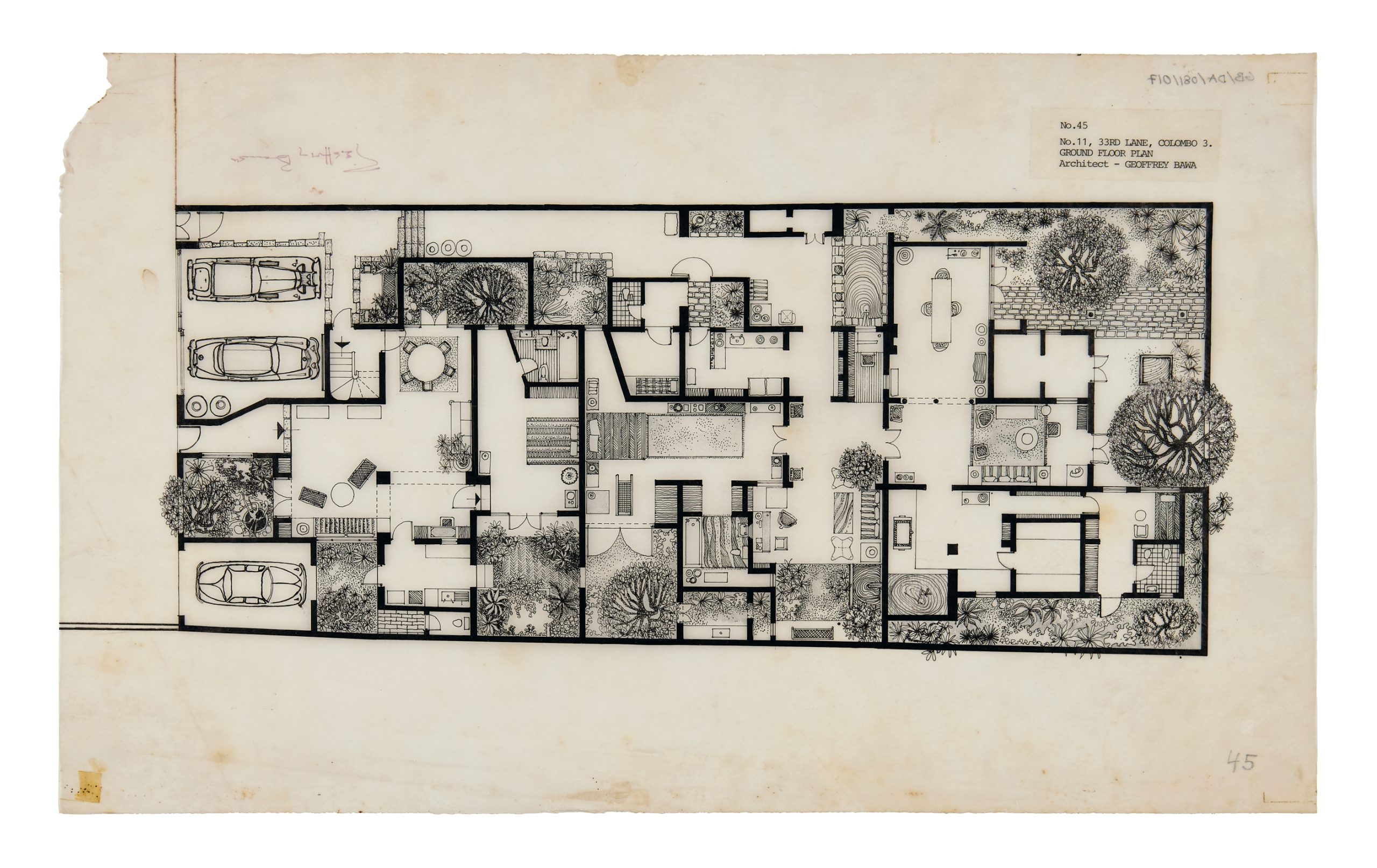 Ground floor plan for Number 11, Geoffrey Bawa’s house