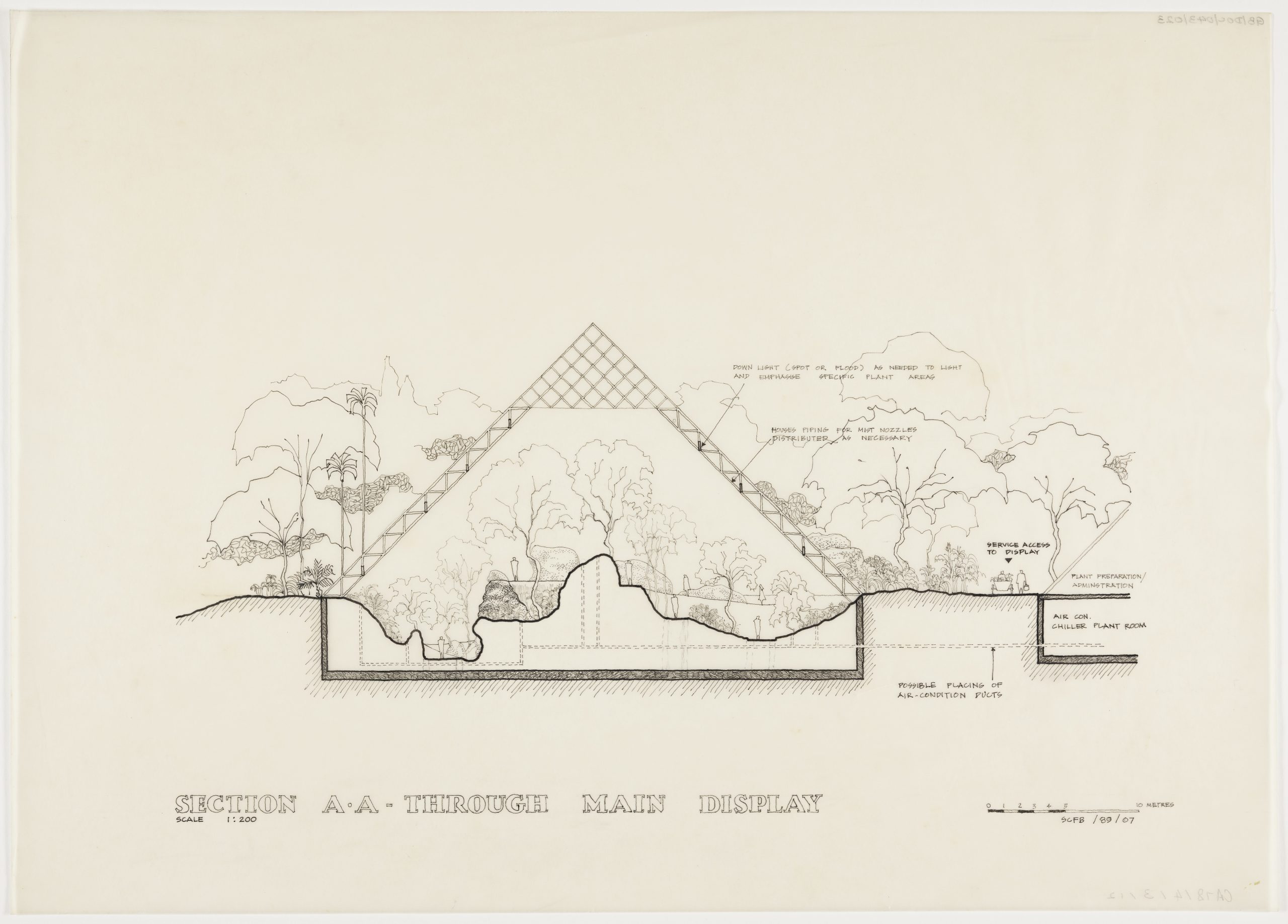 Section through the main display for the Singapore Cloud Centre competition