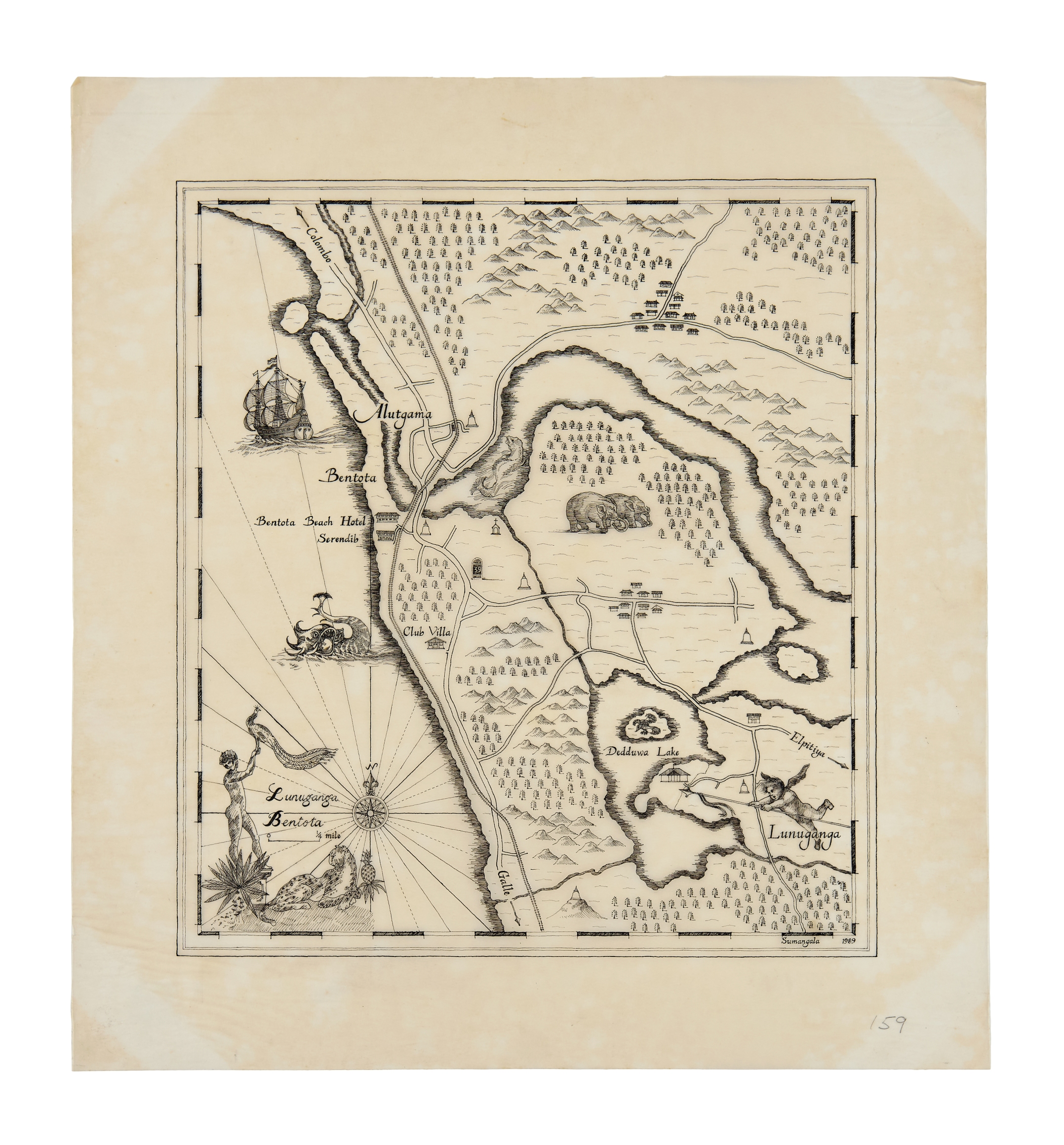 Lunuganga map drawn by Sumangala Jayatillaka