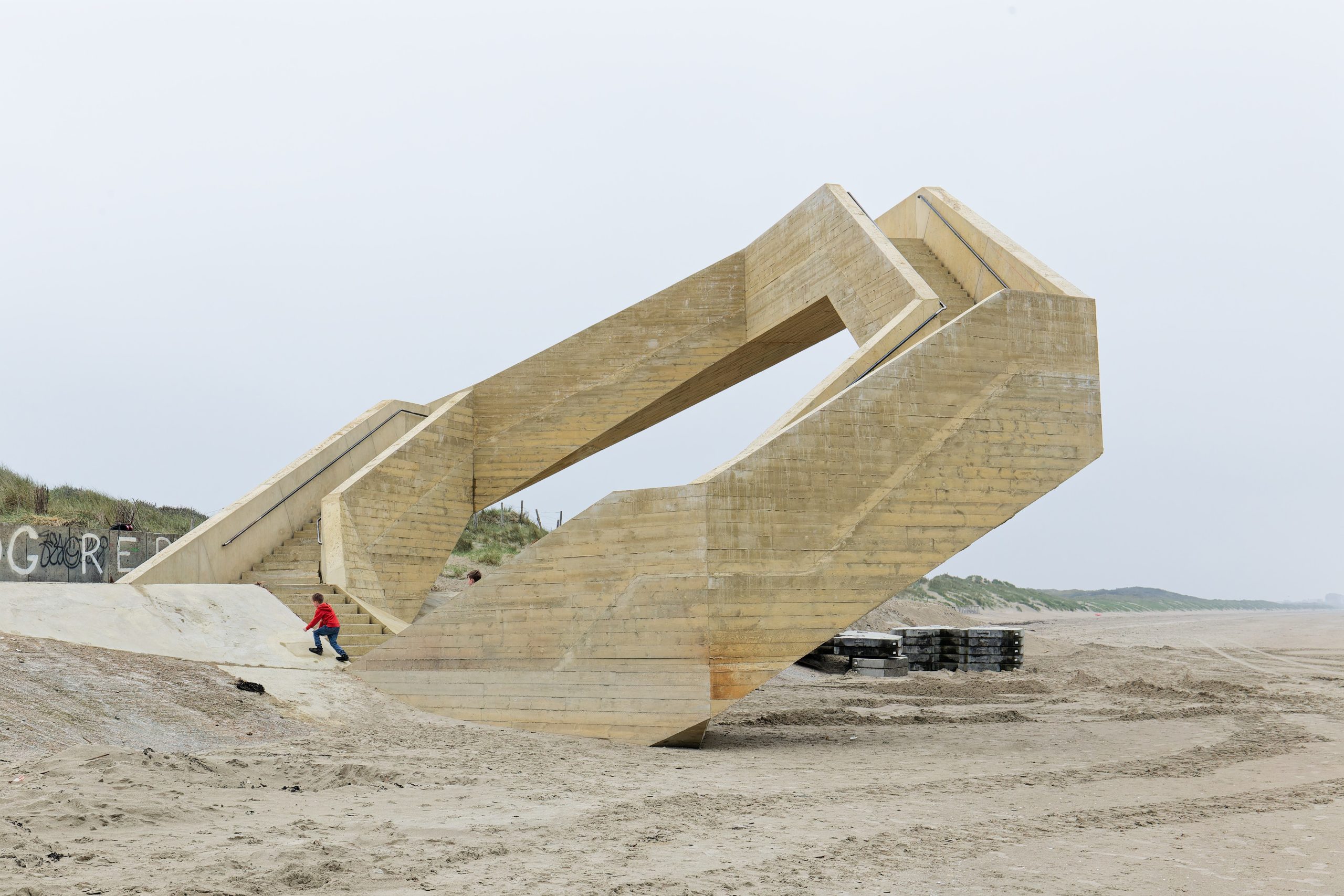 Stair flights and landings form the route through the structure.