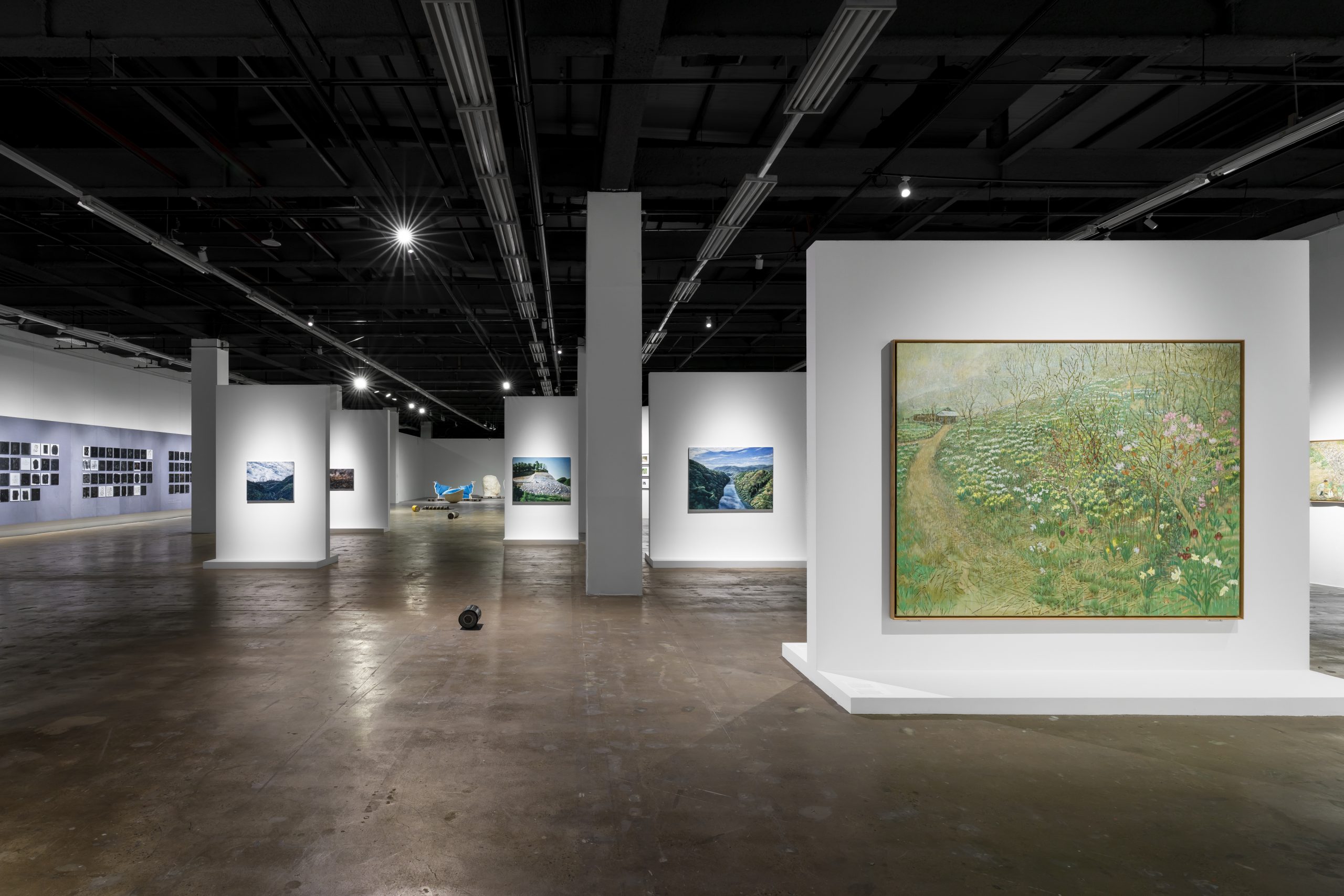Freestanding exhibition walls in Gallery 3, Landscapes and Learning