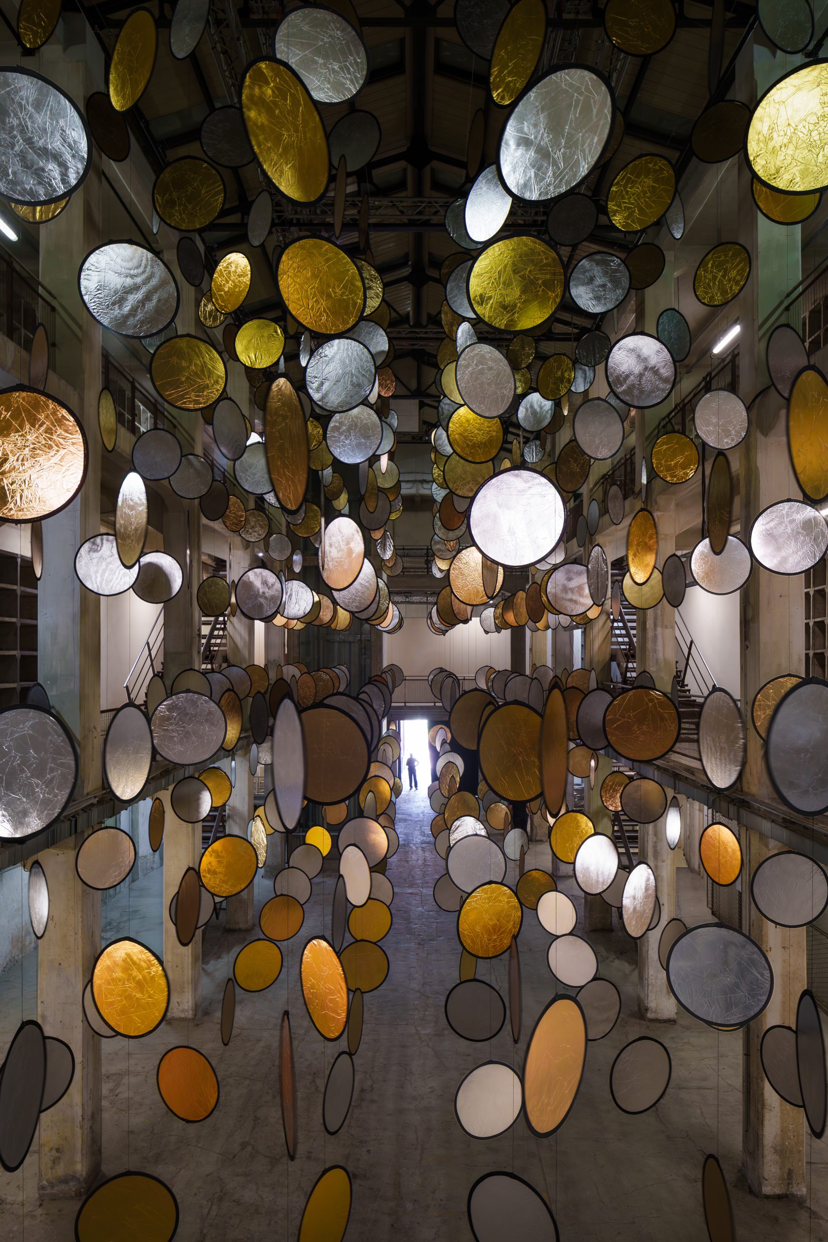 View from a gallery walkway of HALOS suspended across the atrium