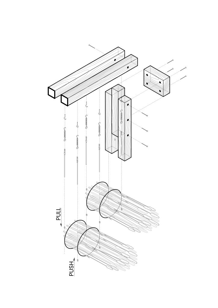 Construction detail of reed sheaves and cable supports