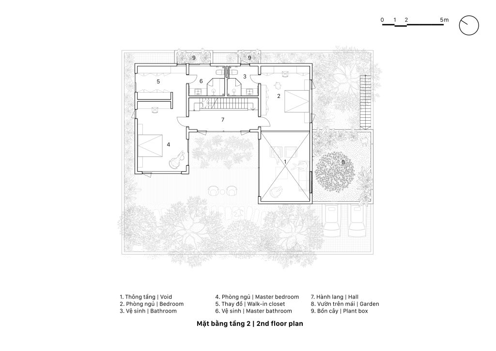 Second-floor plan, House K by HGAA