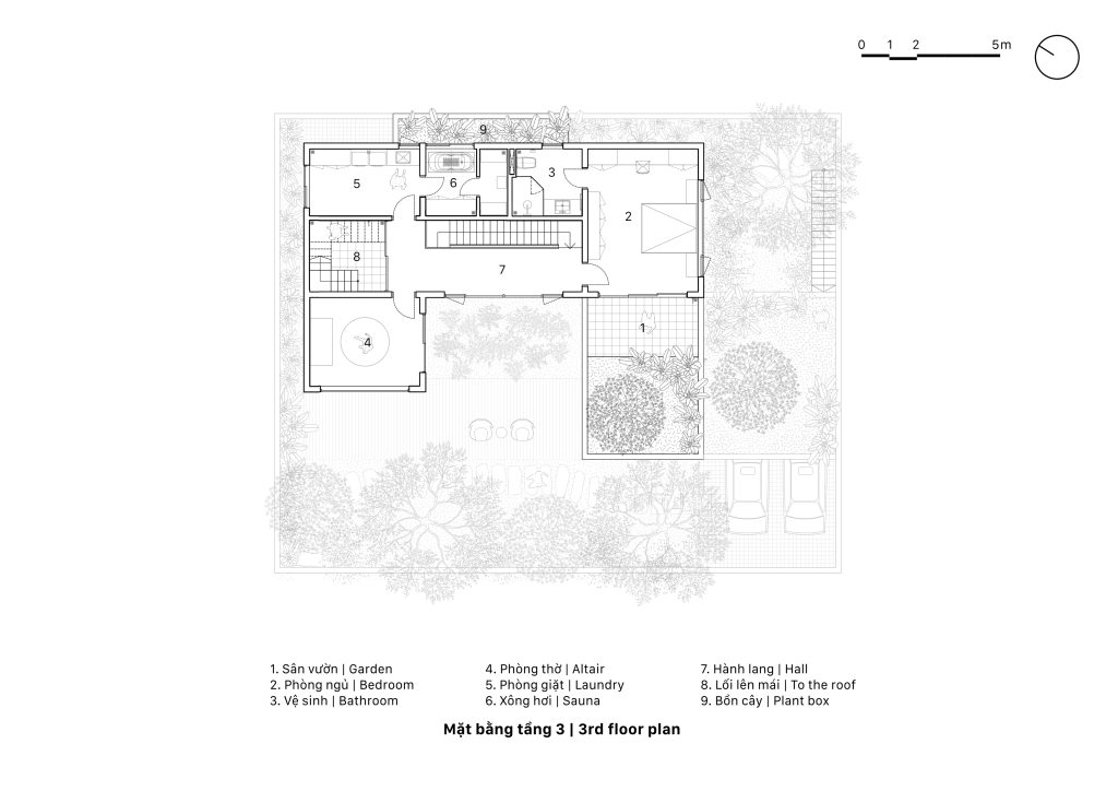 Third-floor plan, House K by HGAA