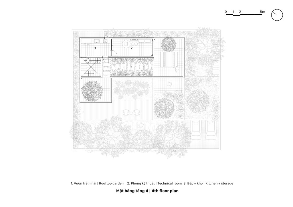 Rooftop utility level plan, House K by HGAA