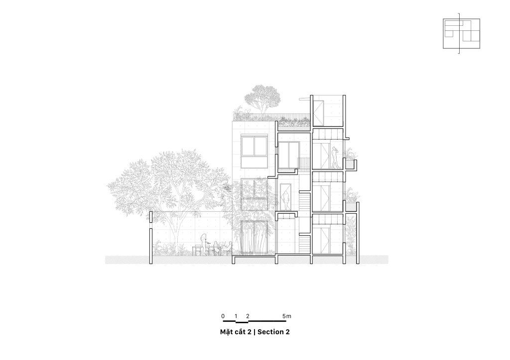 Section drawing two, House K by HGAA