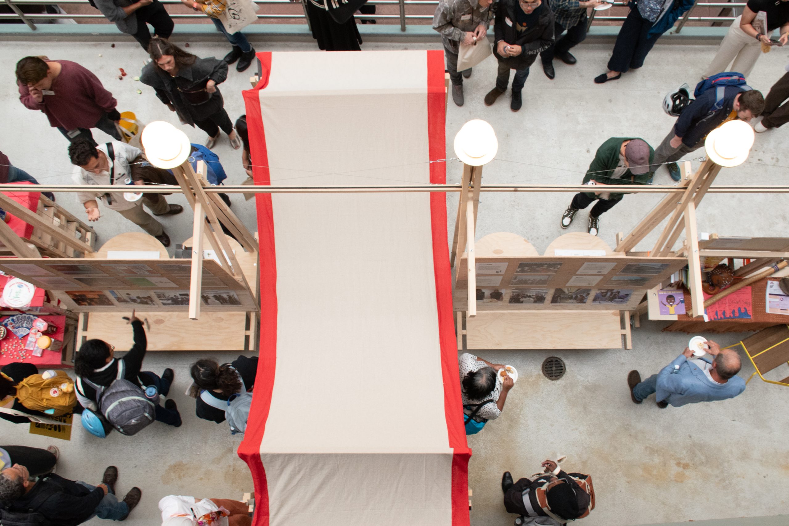 Overhead view of visitors around the pavilion, Parts of Common