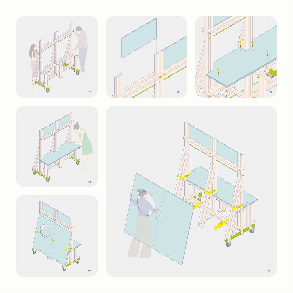CARES table and display panel assembly drawing, Parts of Common
