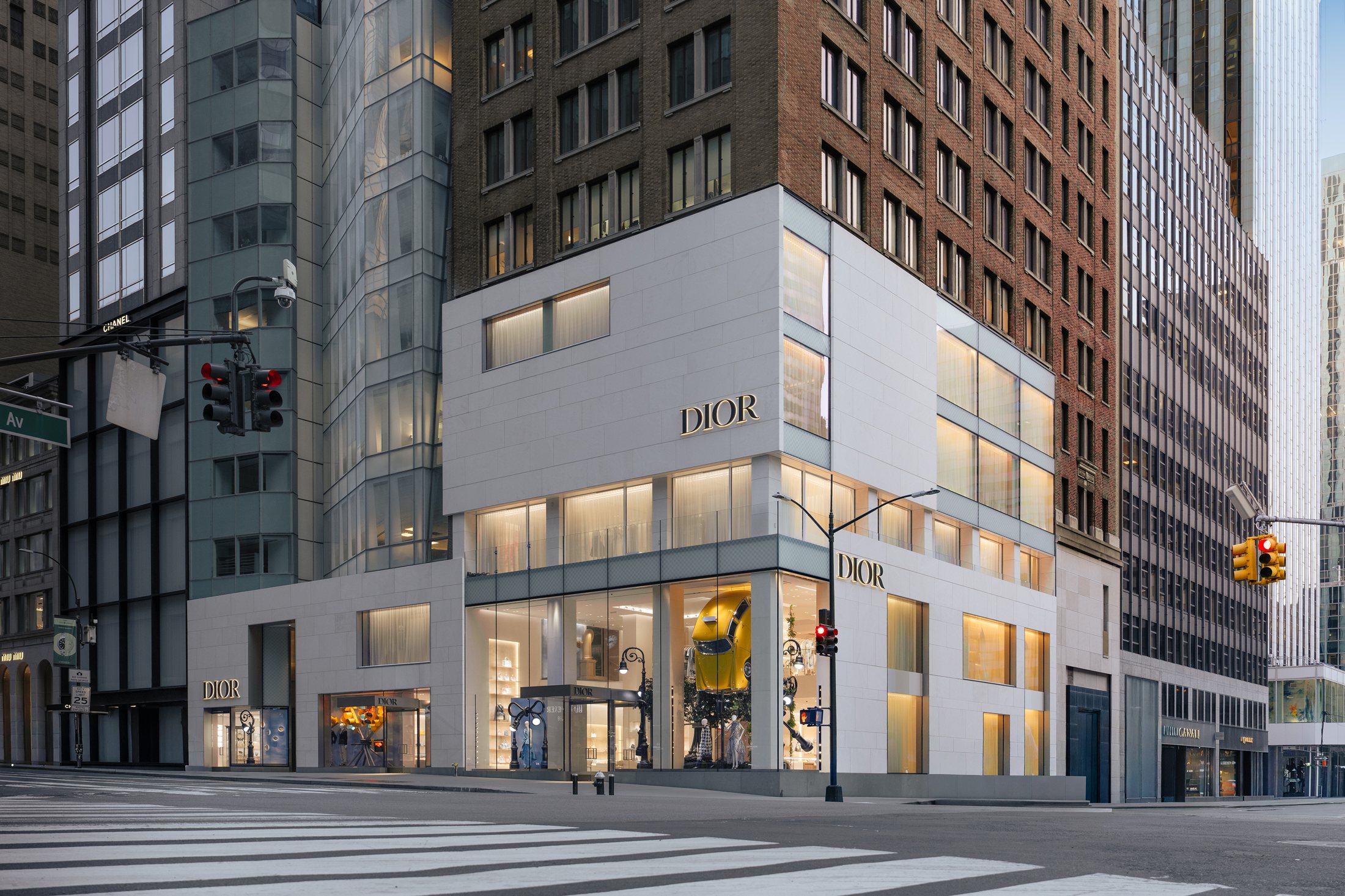 House of Dior New York facade and sculptural window displays