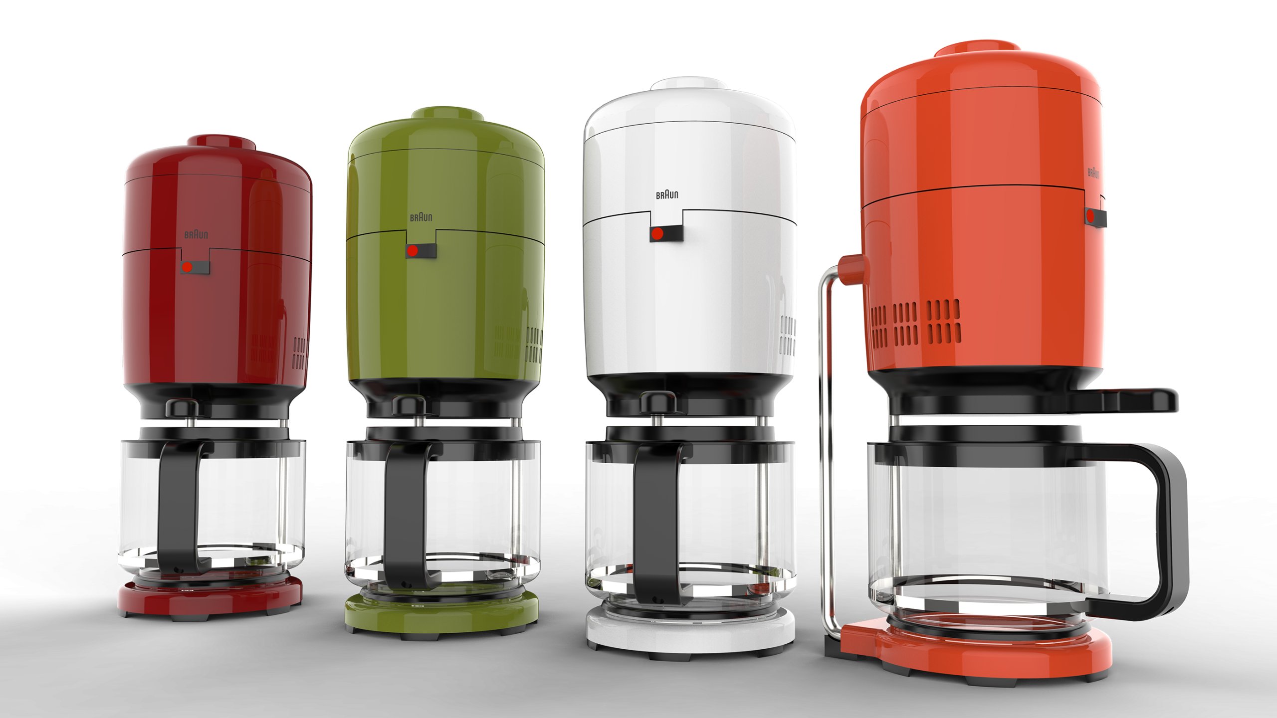 3D render of Braun KF 20 color variations
