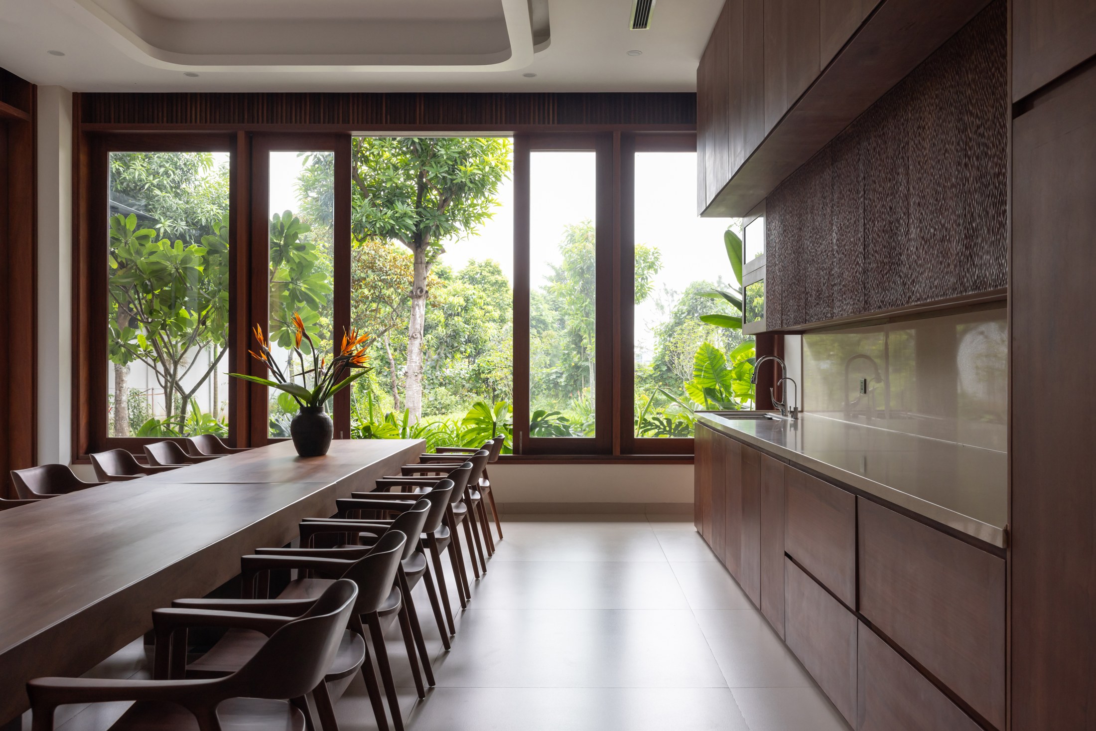 Interior and timber detailing at Hong Tien Garden Villa by COTAM Studio