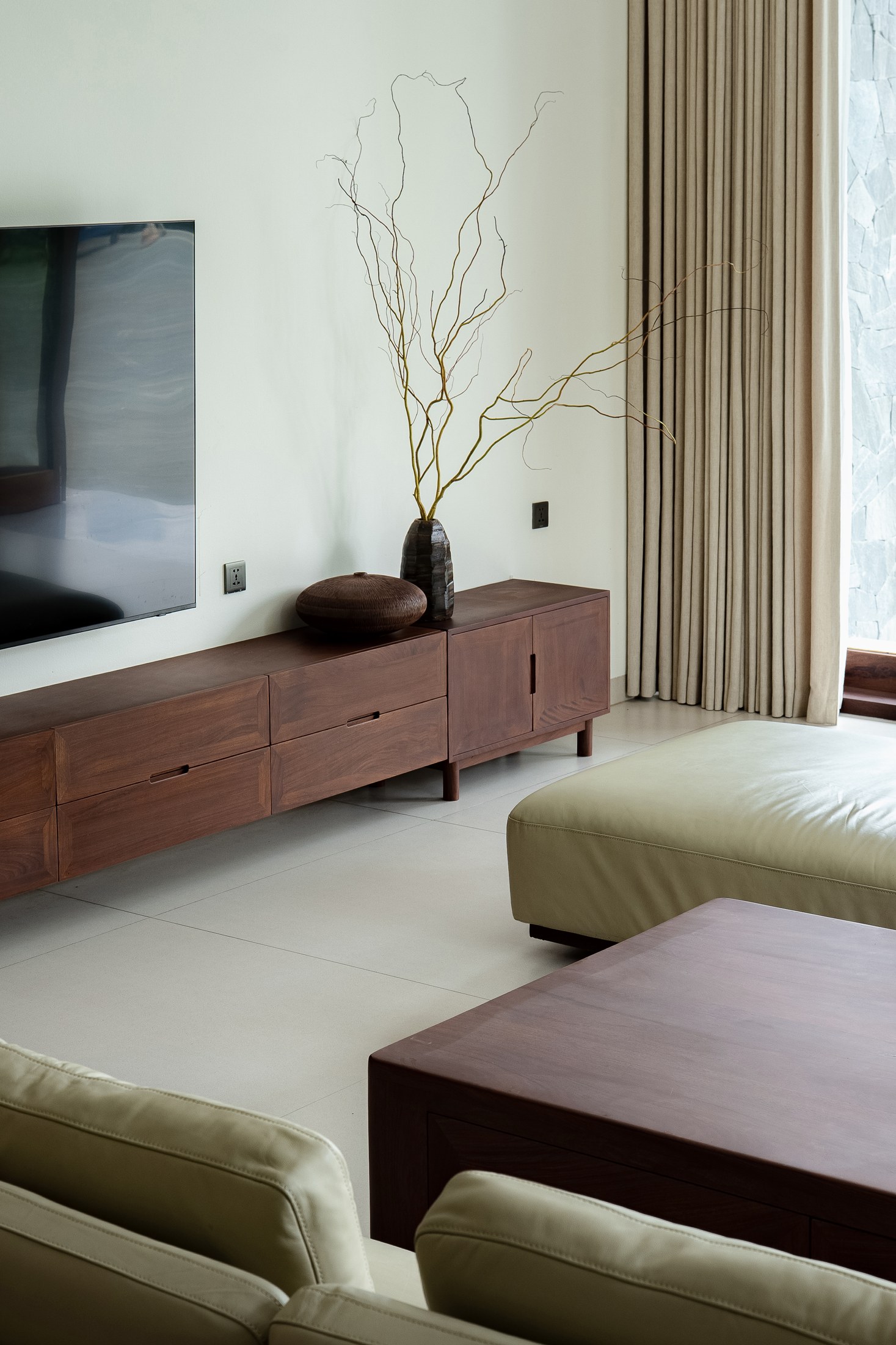 Interior and timber detailing at Hong Tien Garden Villa by COTAM Studio
