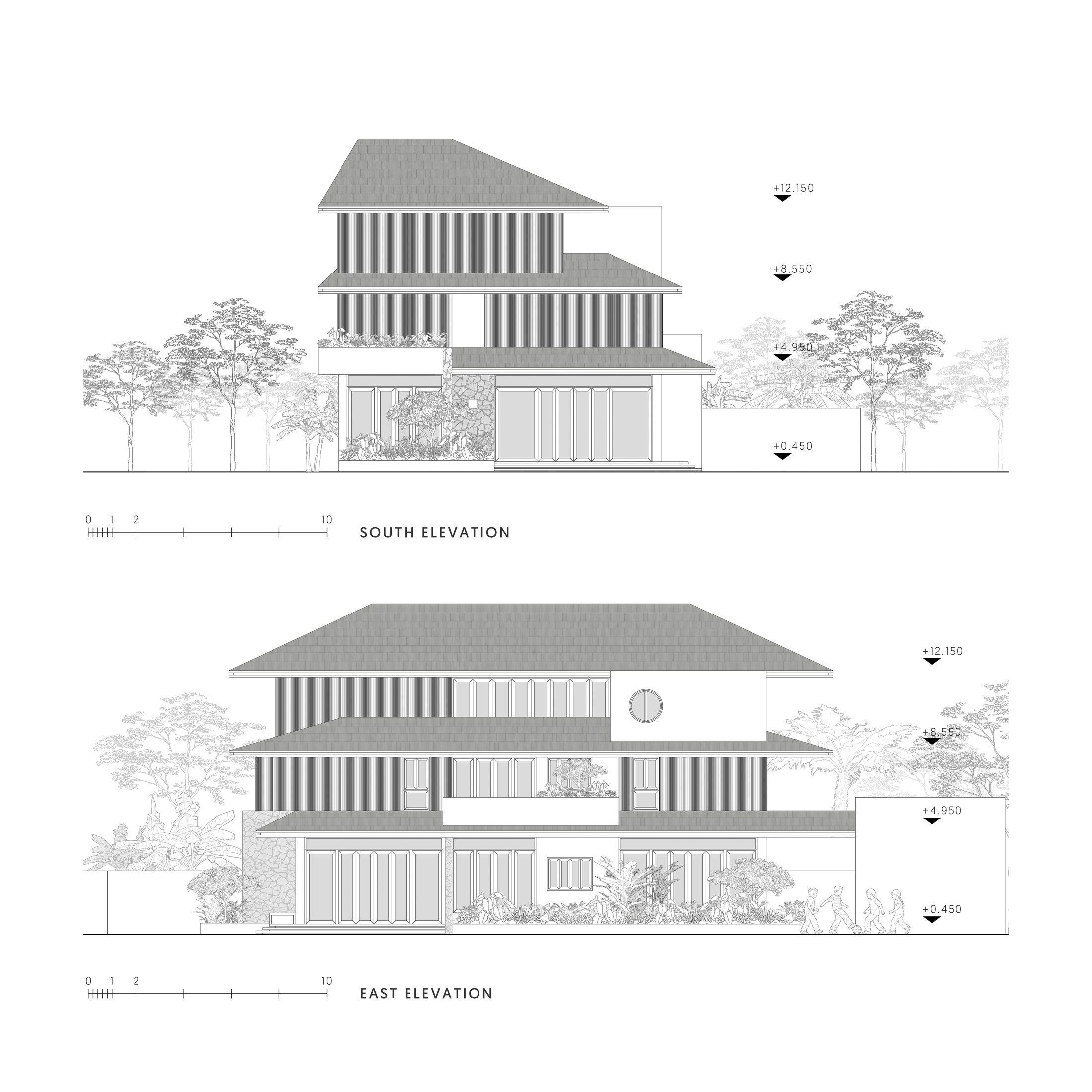 Architectural drawing of Hong Tien Garden Villa by COTAM Studio